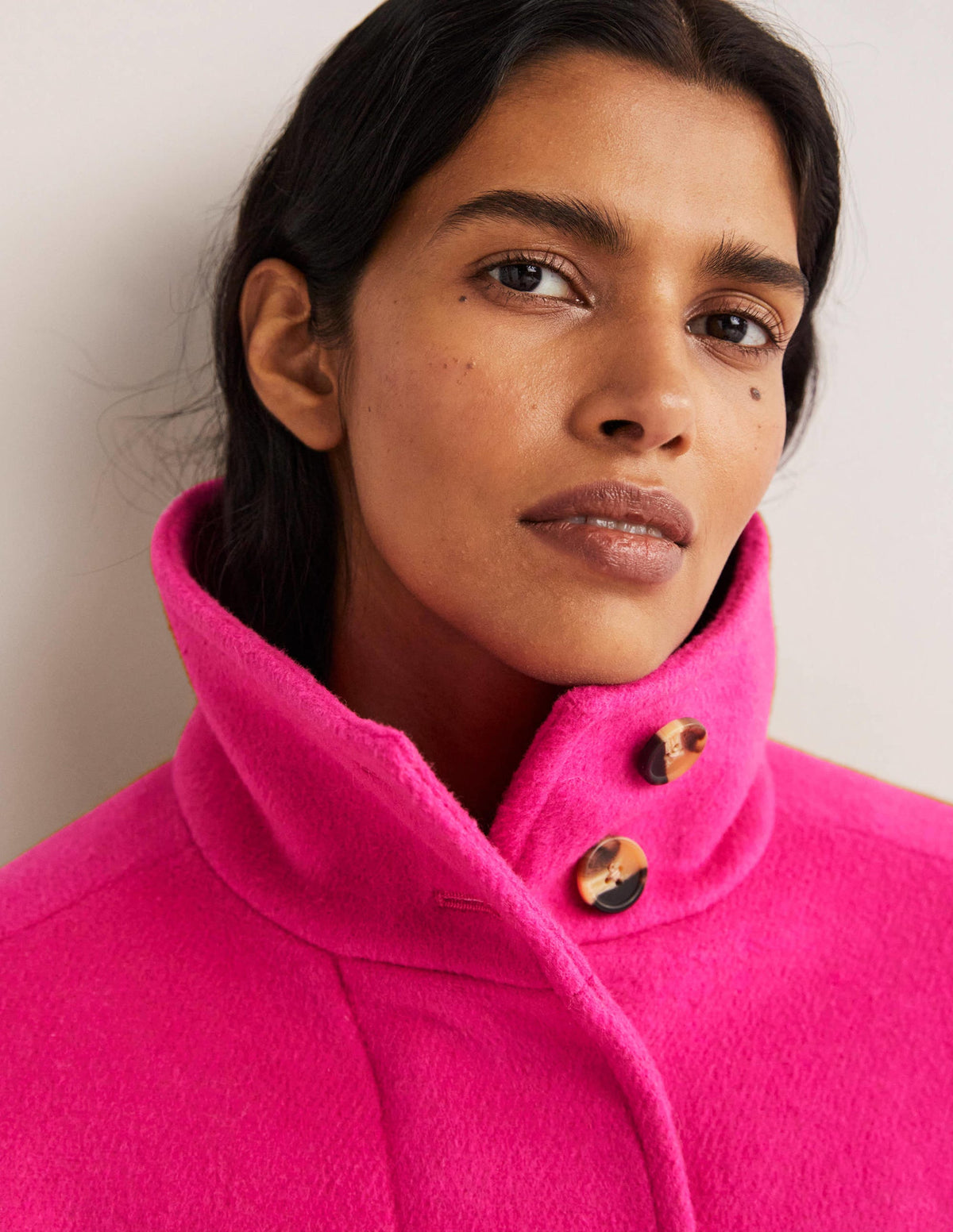 Brushed Wool Coat-Wild Watermelon Pink - Image 2