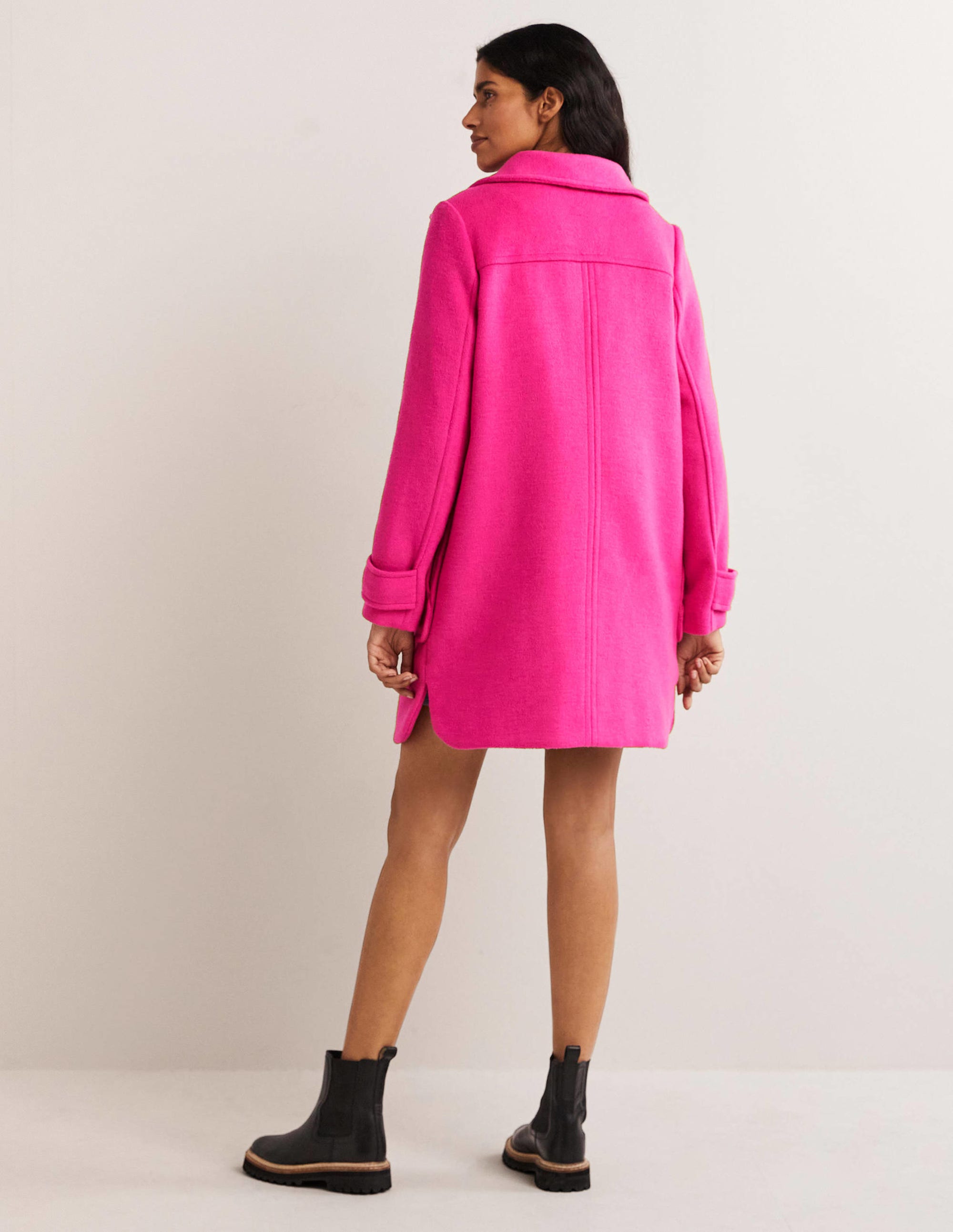 Brushed Wool Coat-Wild Watermelon Pink - Image 3
