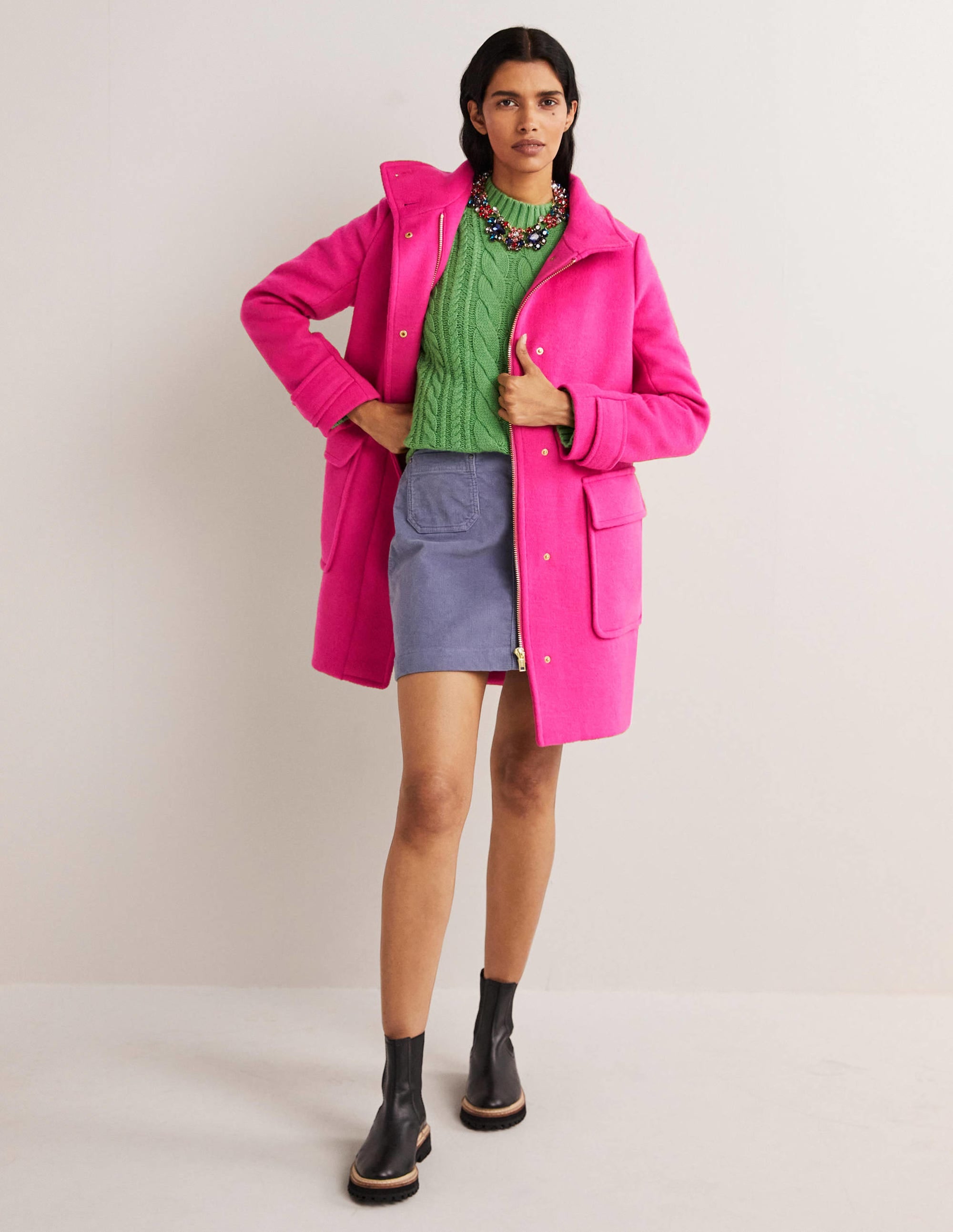 Brushed Wool Coat-Wild Watermelon Pink - Image 4