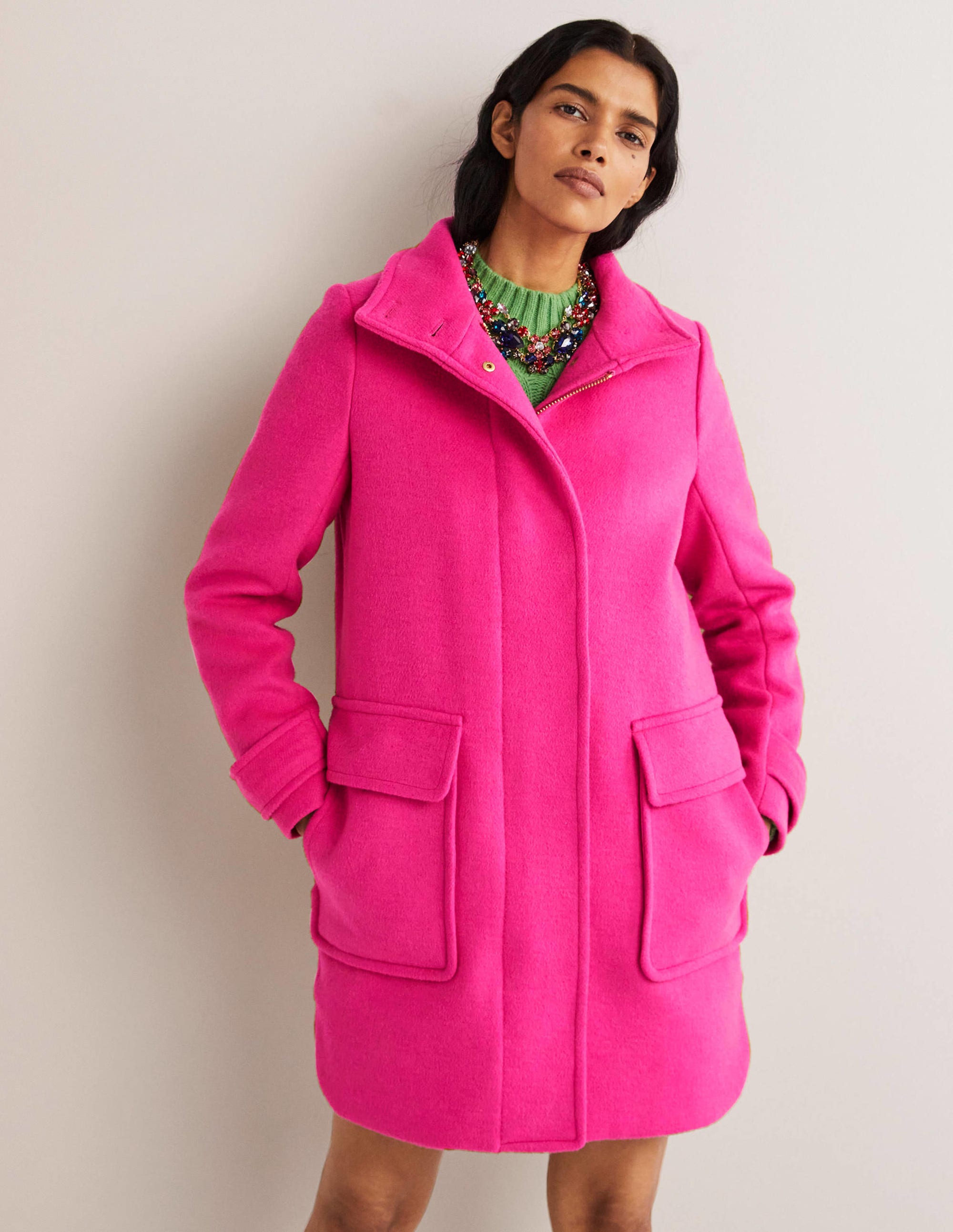 Brushed Wool Coat-Wild Watermelon Pink - Image 5