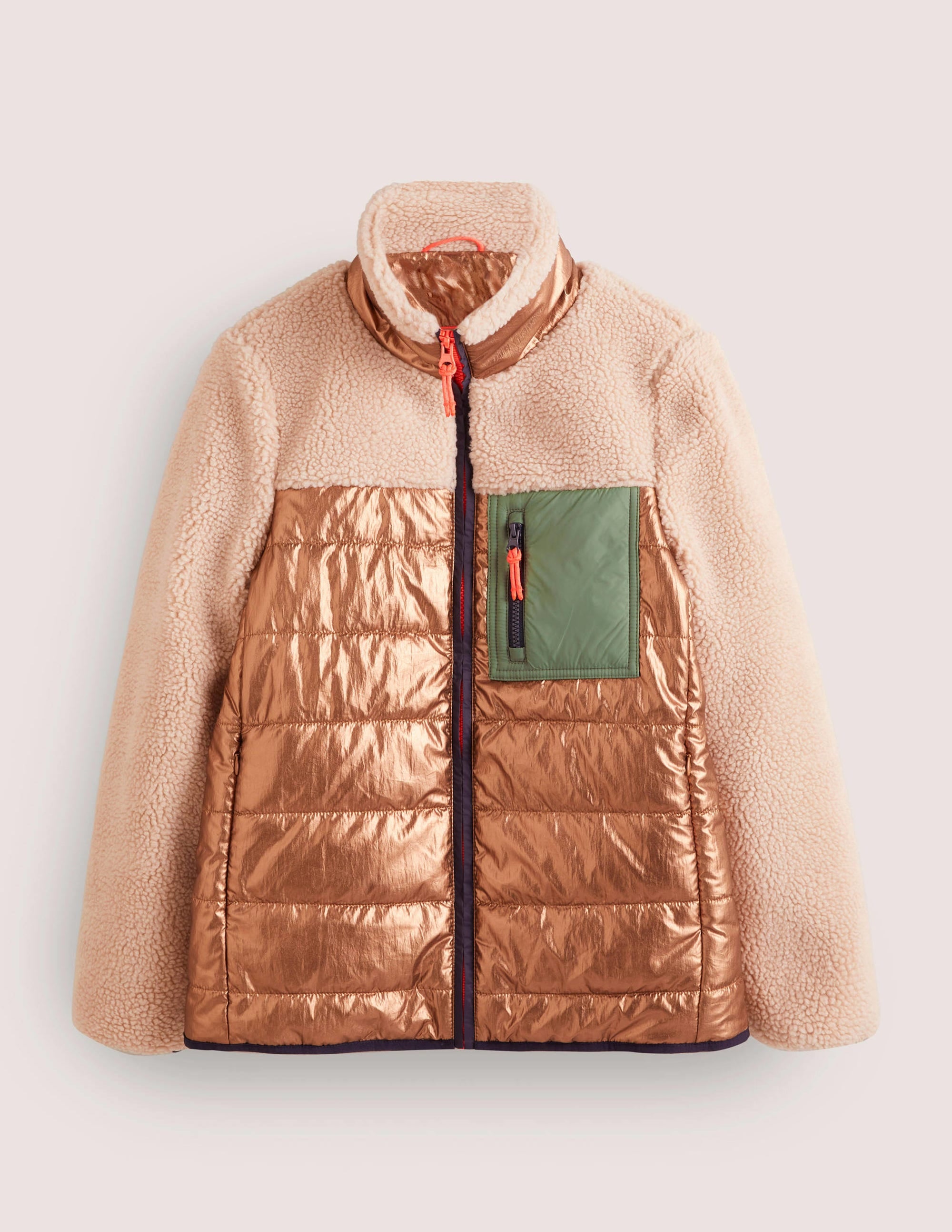 Quilted Borg Puffer Jacket-Metallic Natural Borg - Image 6