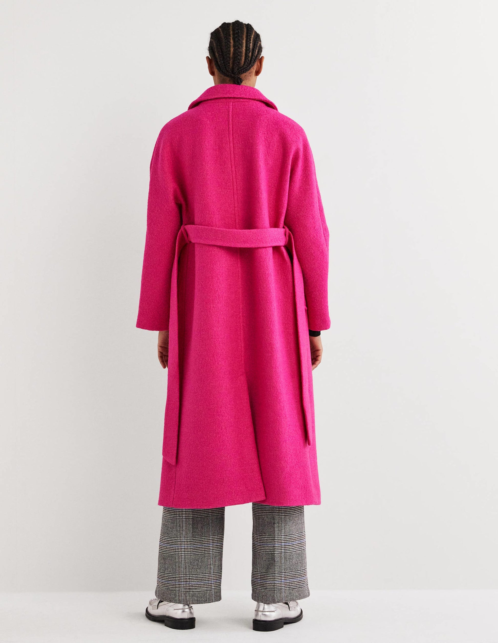 Belted Textured Wool Maxi Coat-Pink-3