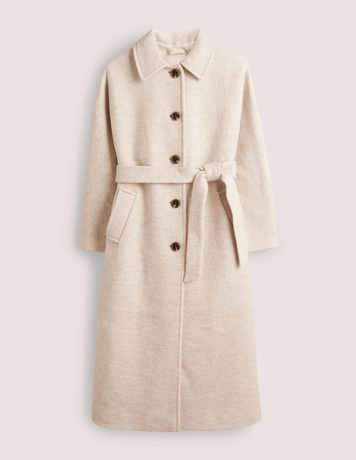 Belted Textured Wool Maxi Coat-Oat Milk - Image 7