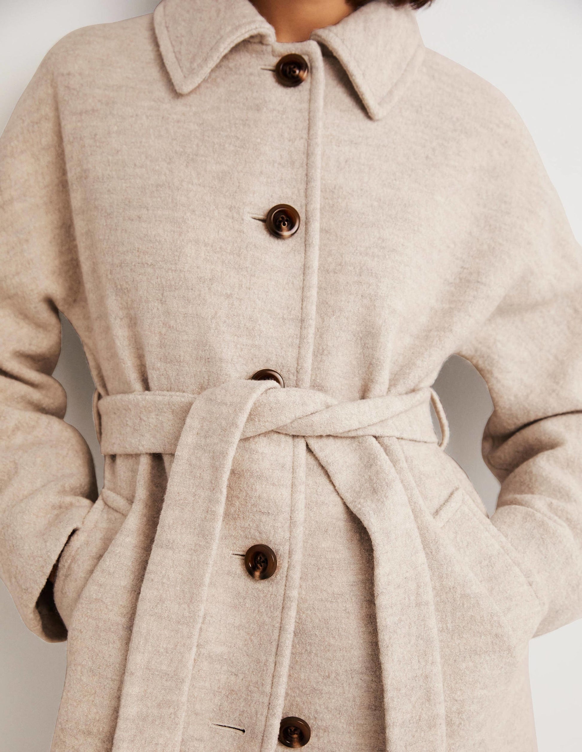 Belted Textured Wool Maxi Coat-Oat Milk-2