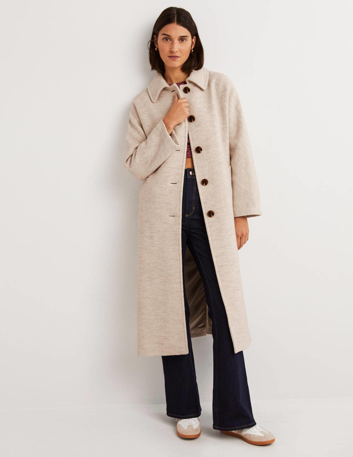 Belted Textured Wool Maxi Coat-Oat Milk - Image 5