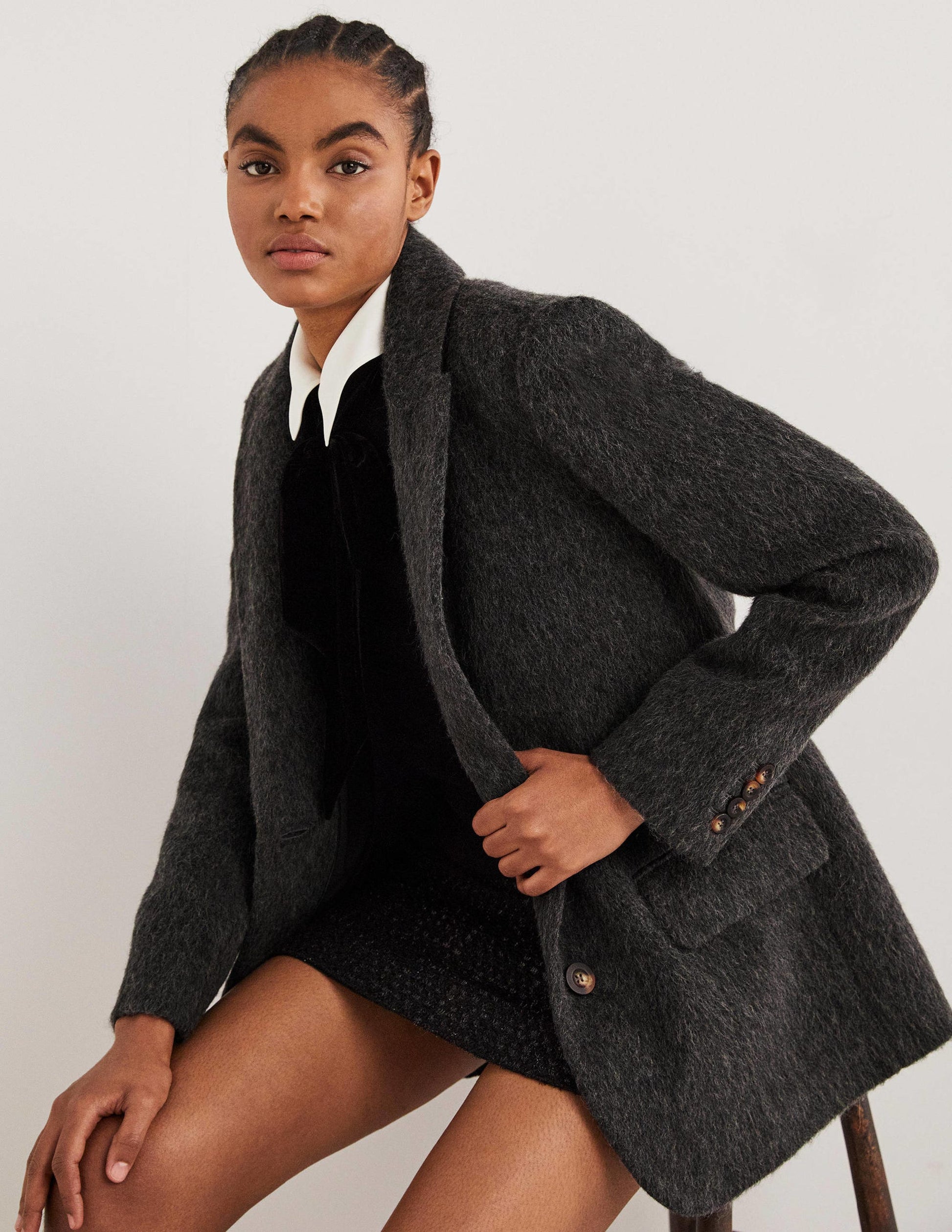 Drawn Wool Blazer-Charcoal-4