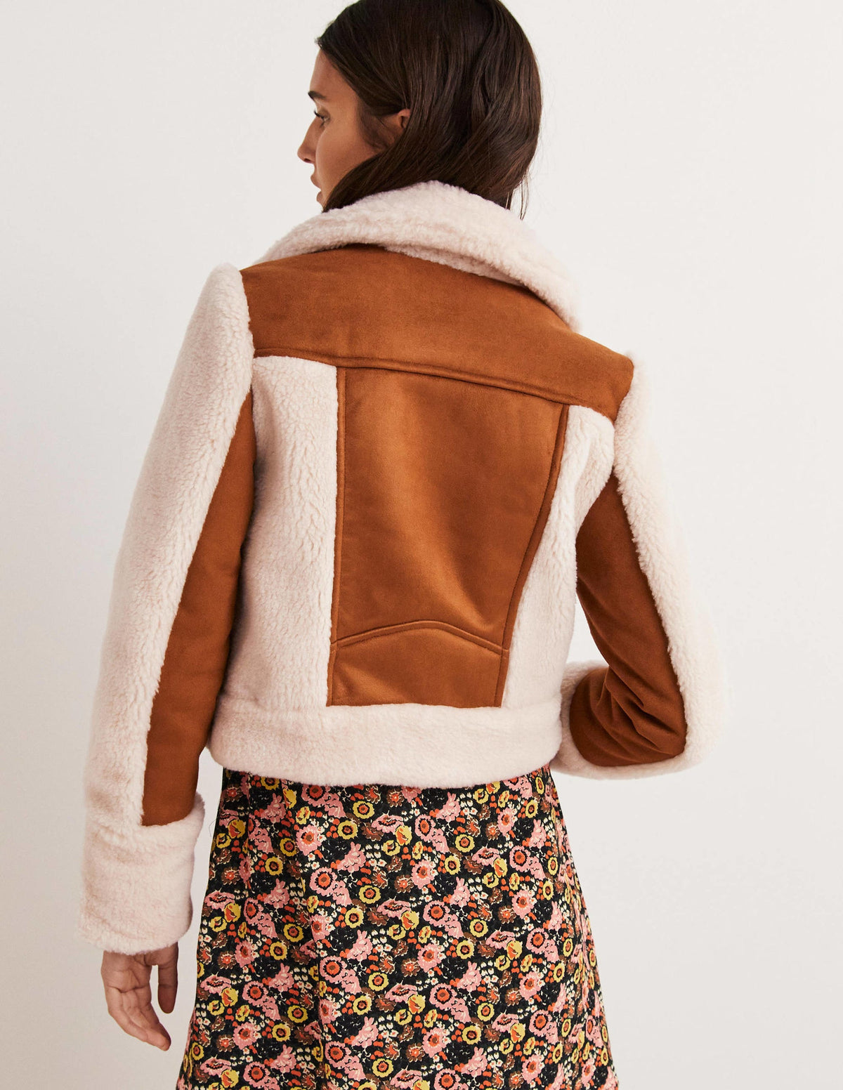 Faux Shearling Biker Jacket-Hazel Shearling - Image 3