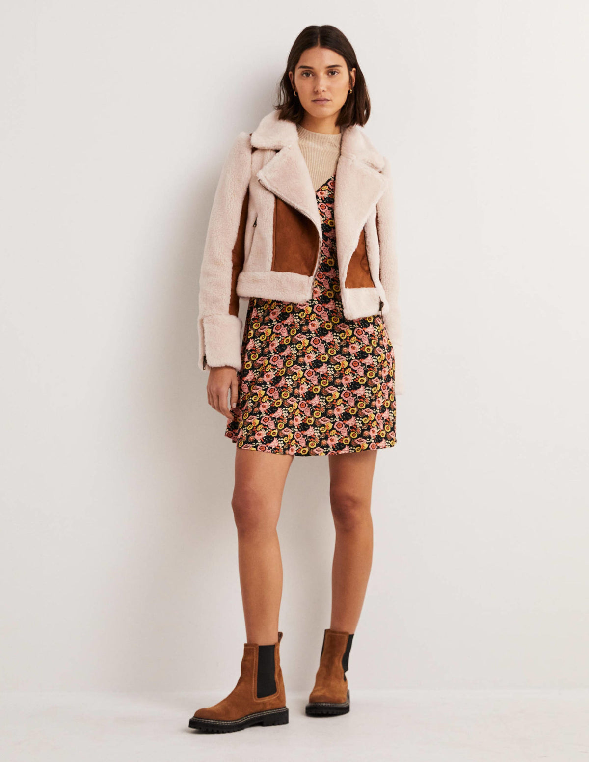 Faux Shearling Biker Jacket-Hazel Shearling - Image 5