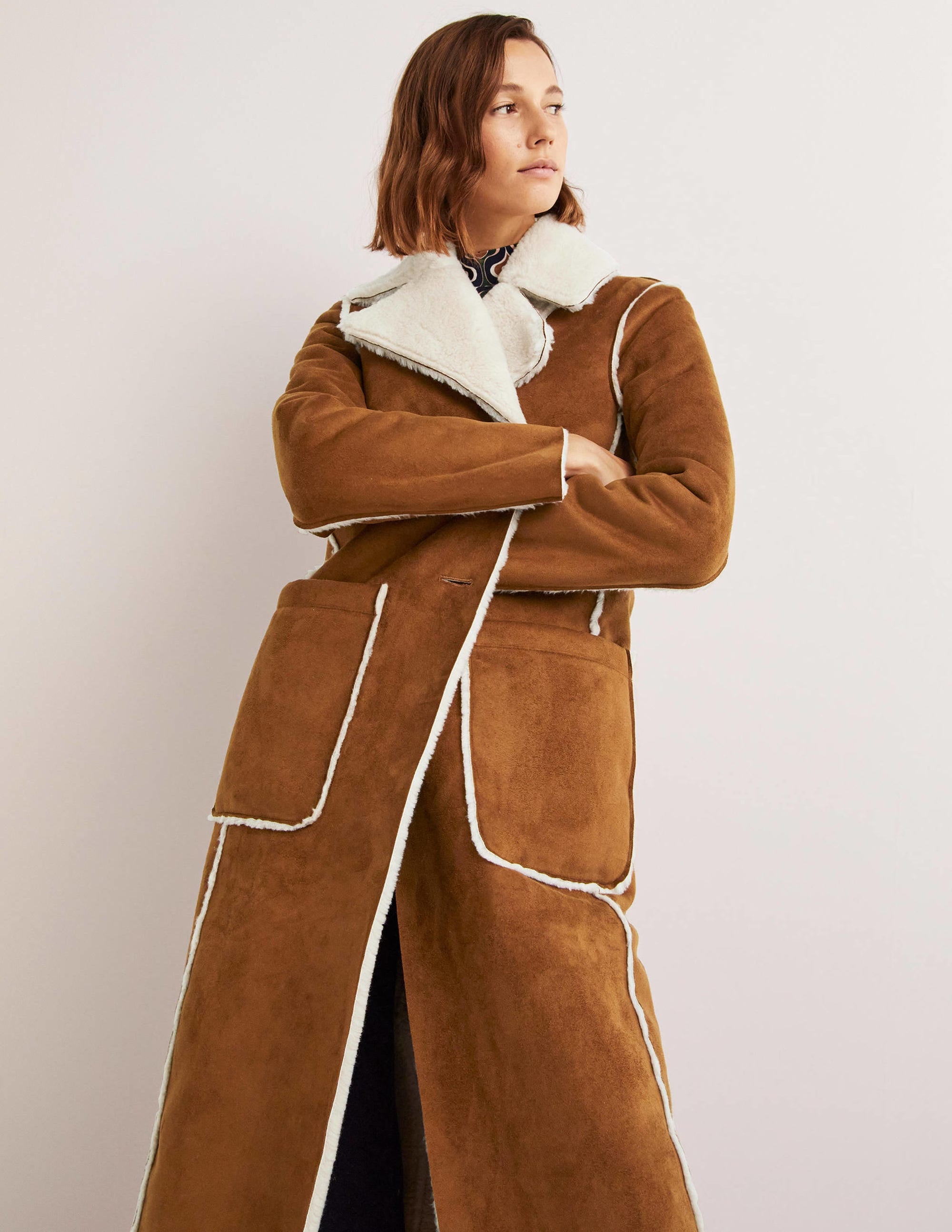 Reversible Faux-Shearling Coat-Hazel - Image 1