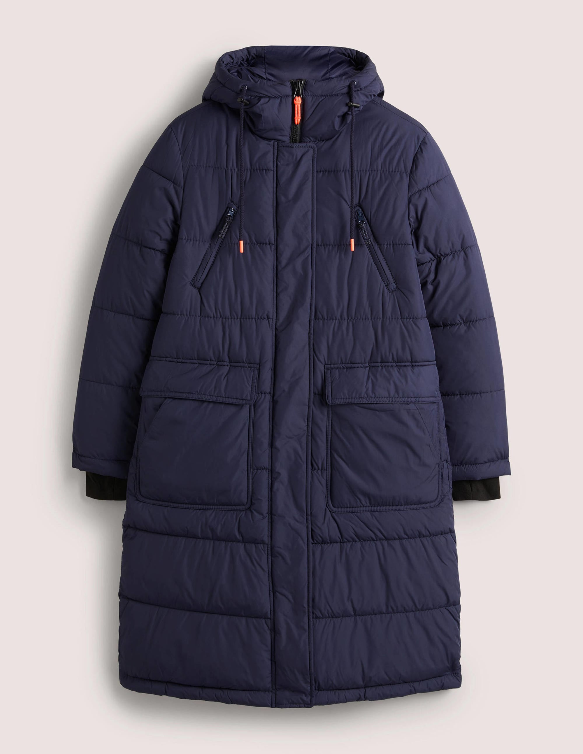 Longline Hooded Puffer Coat-Navy - Image 8