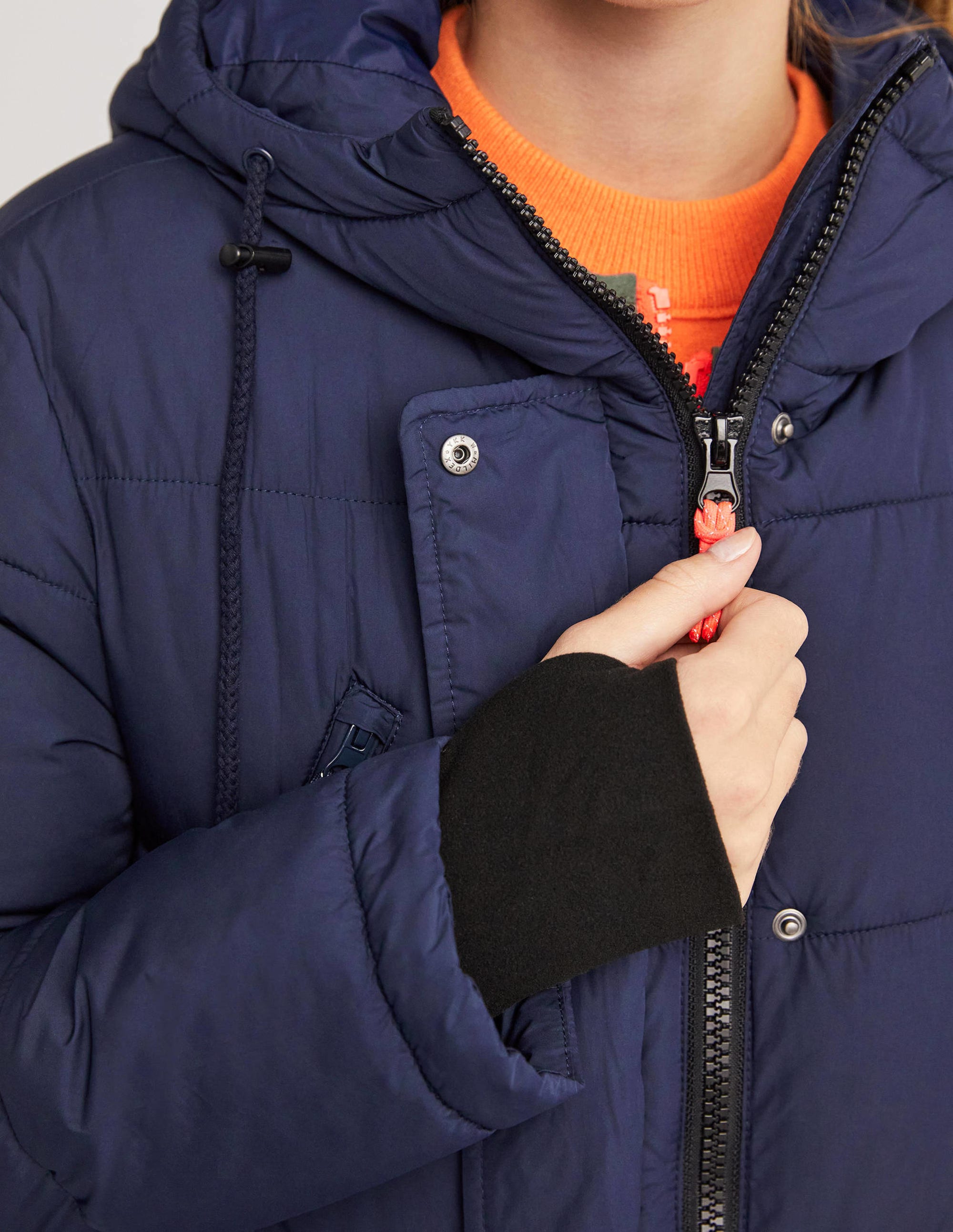 Longline Hooded Puffer Coat-Navy - Image 2