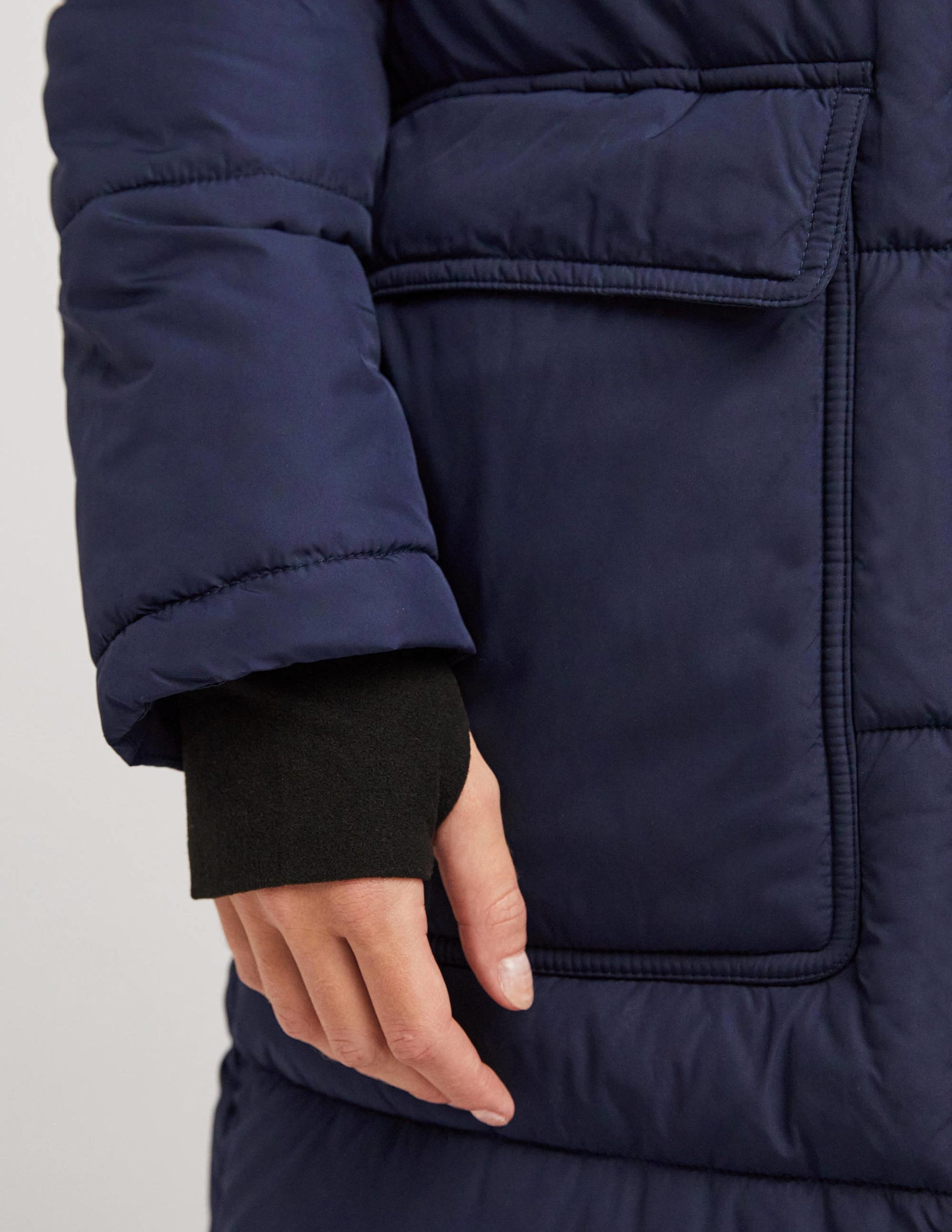 Longline Hooded Puffer Coat-Navy-5