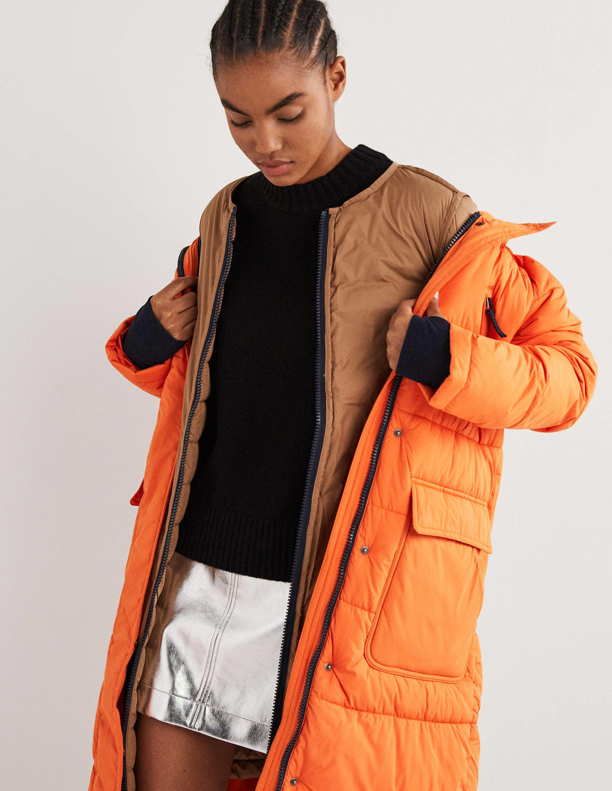 Longline Hooded Puffer Coat-Fire Opal - Image 4