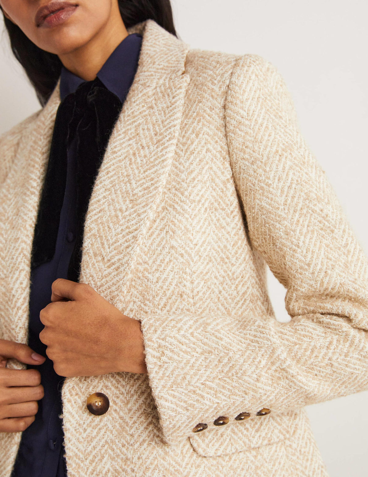 Herringbone Party Blazer-Gold Metallic Herringbone - Image 2