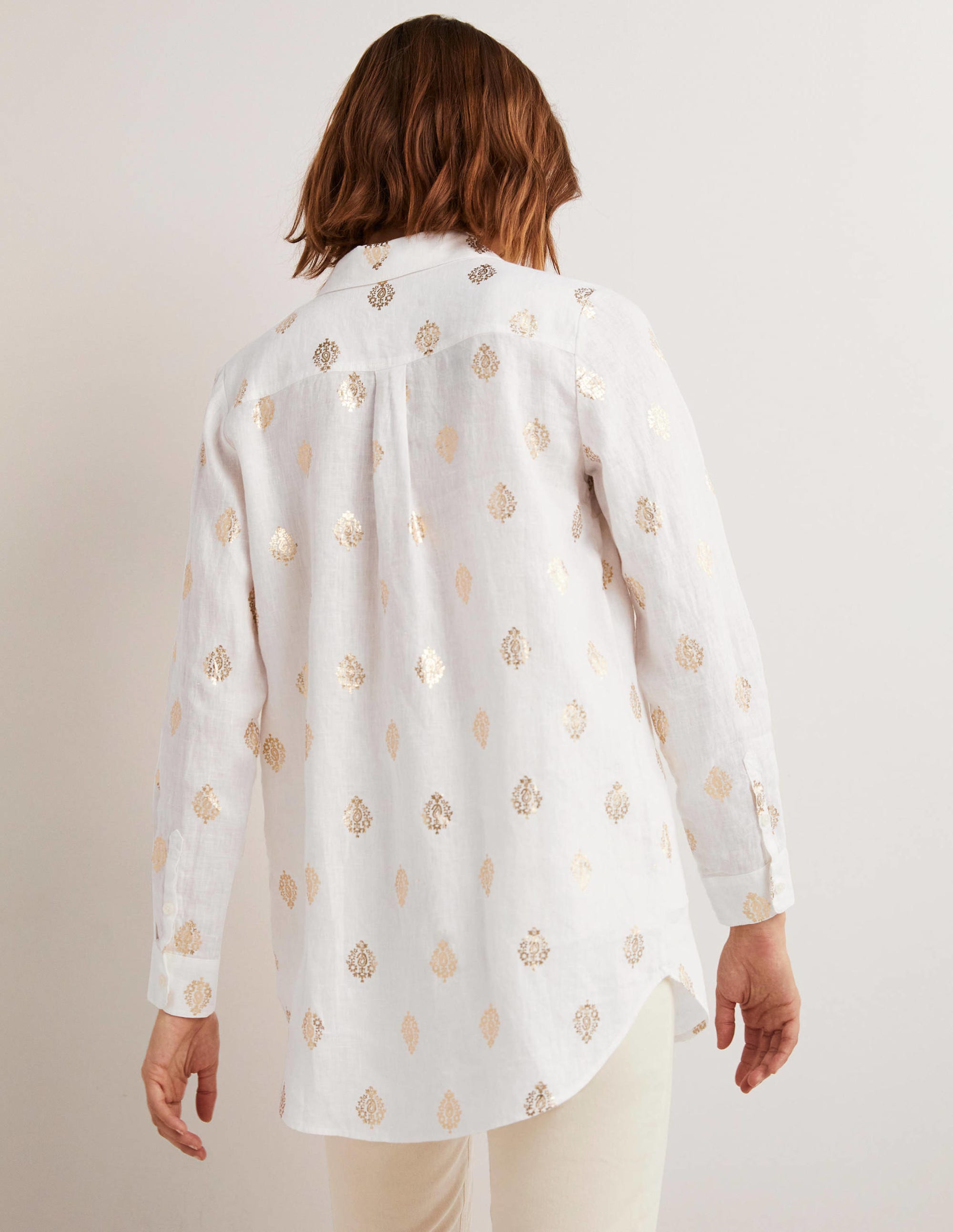 Linen Shirt-Ivory, Opulent Paisley - Image 3