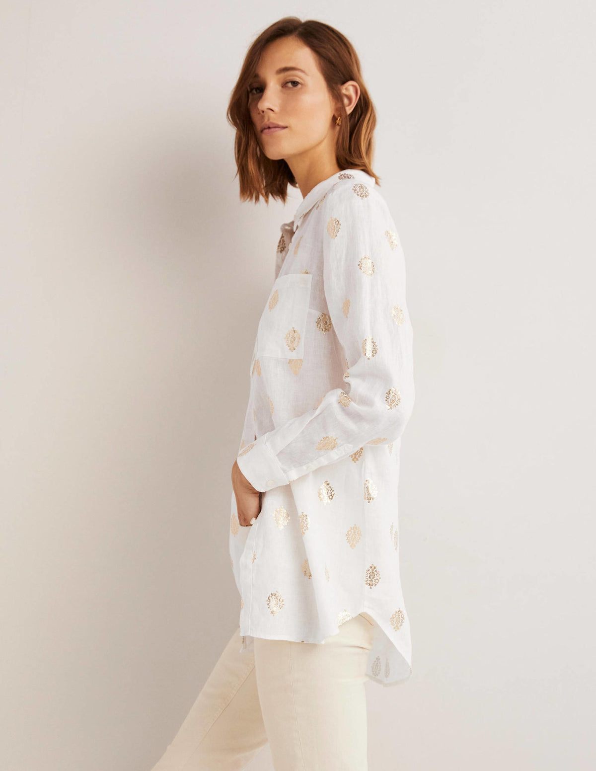 Linen Shirt-Ivory, Opulent Paisley - Image 4