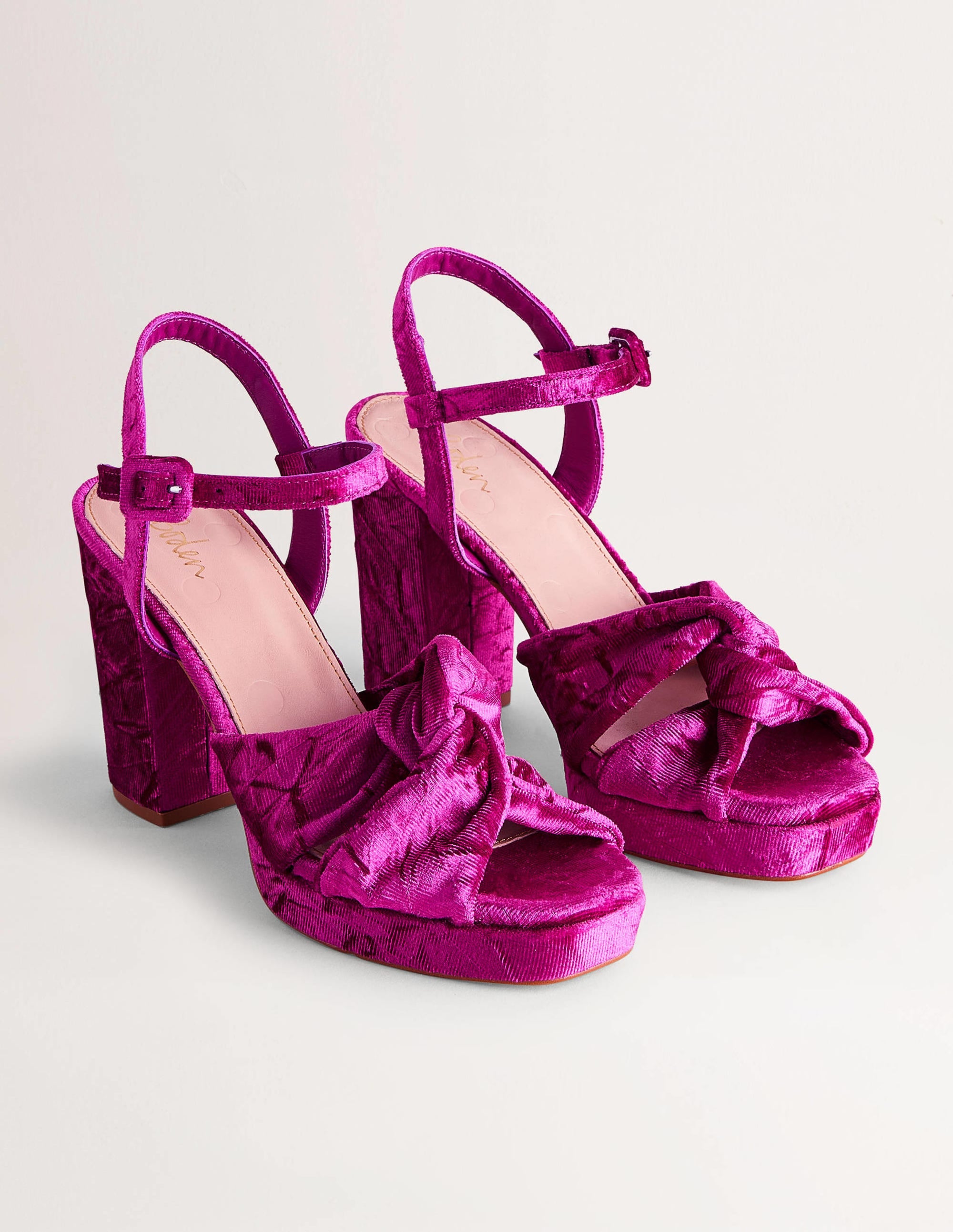 Twist Front Platform Sandals-Crushed Pink Velvet - Image 2
