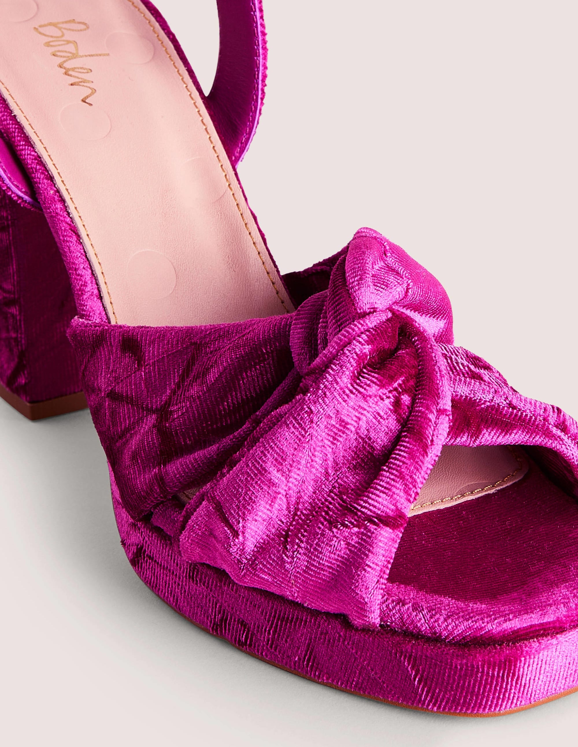 Twist Front Platform Sandals-Crushed Pink Velvet - Image 3