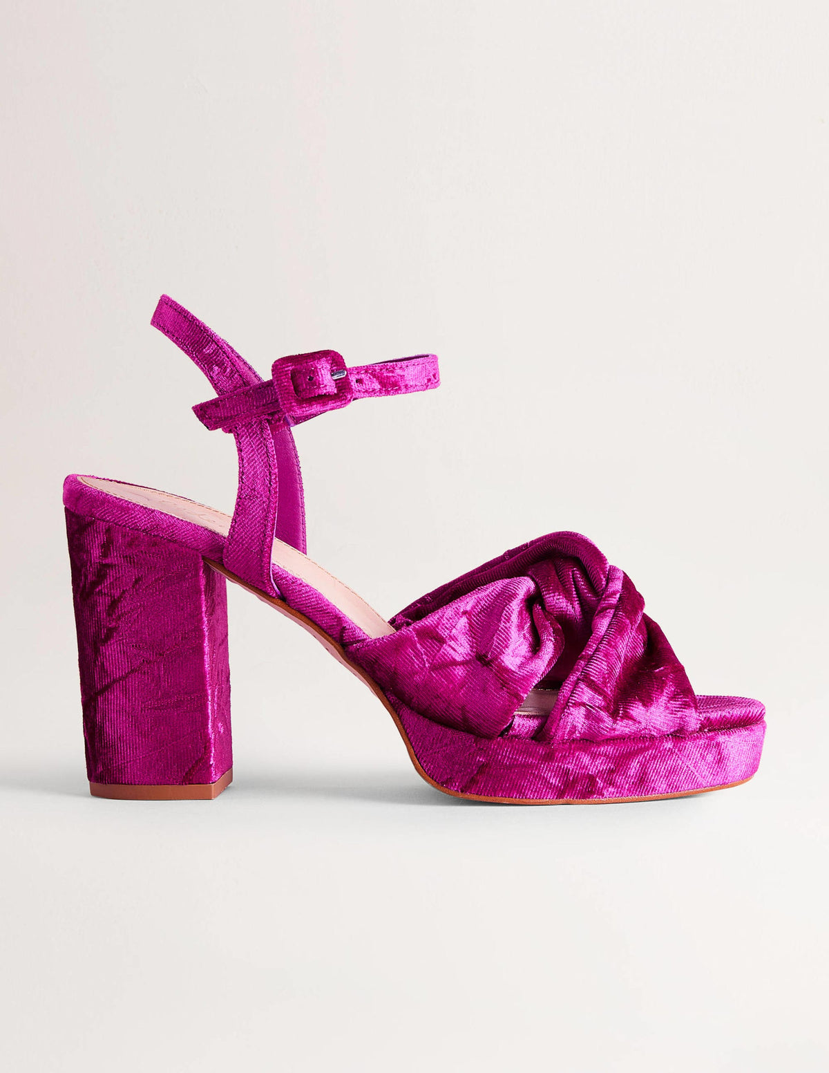Twist Front Platform Sandals-Crushed Pink Velvet-1