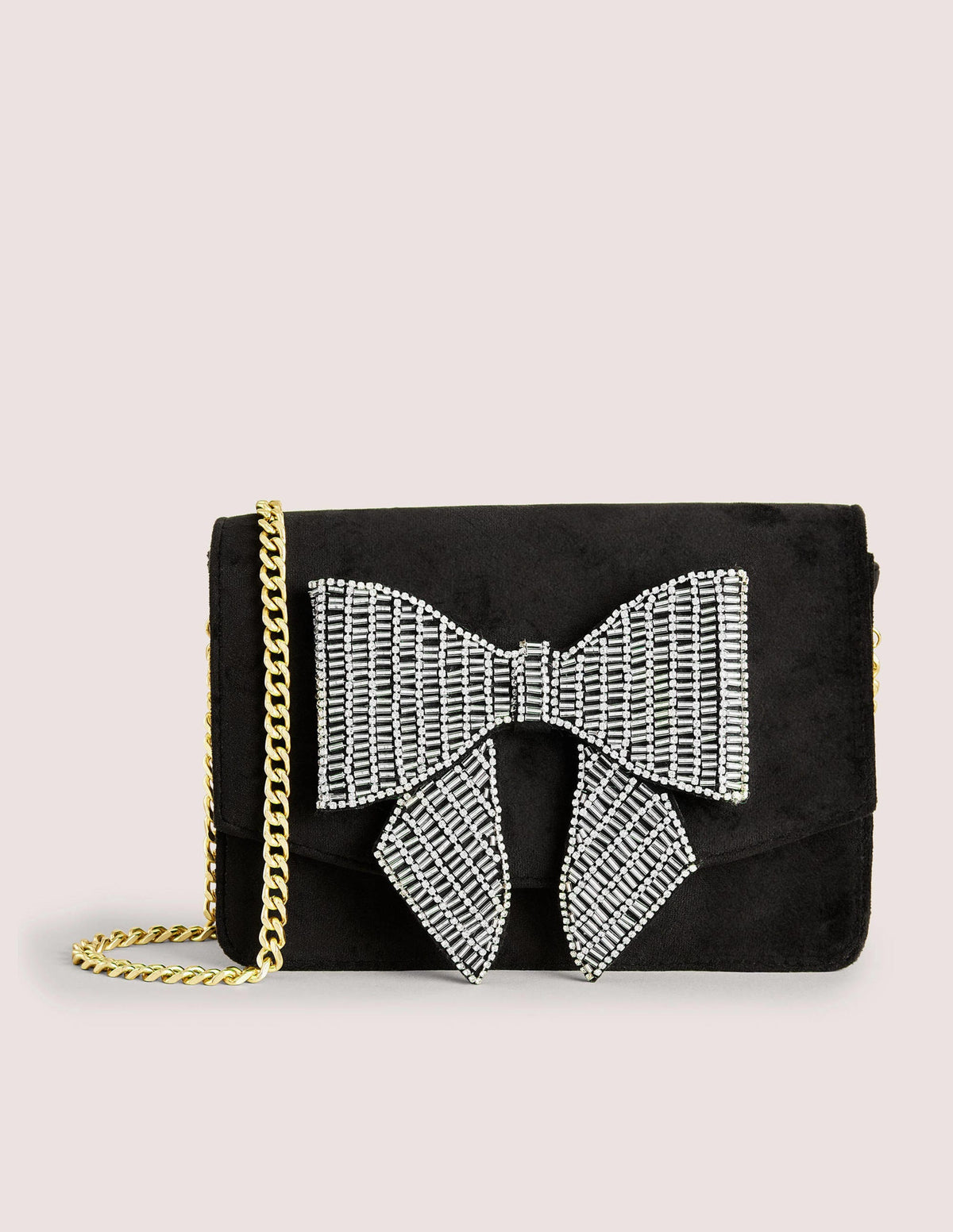 Embellished Velvet Bag-Black Bow-1