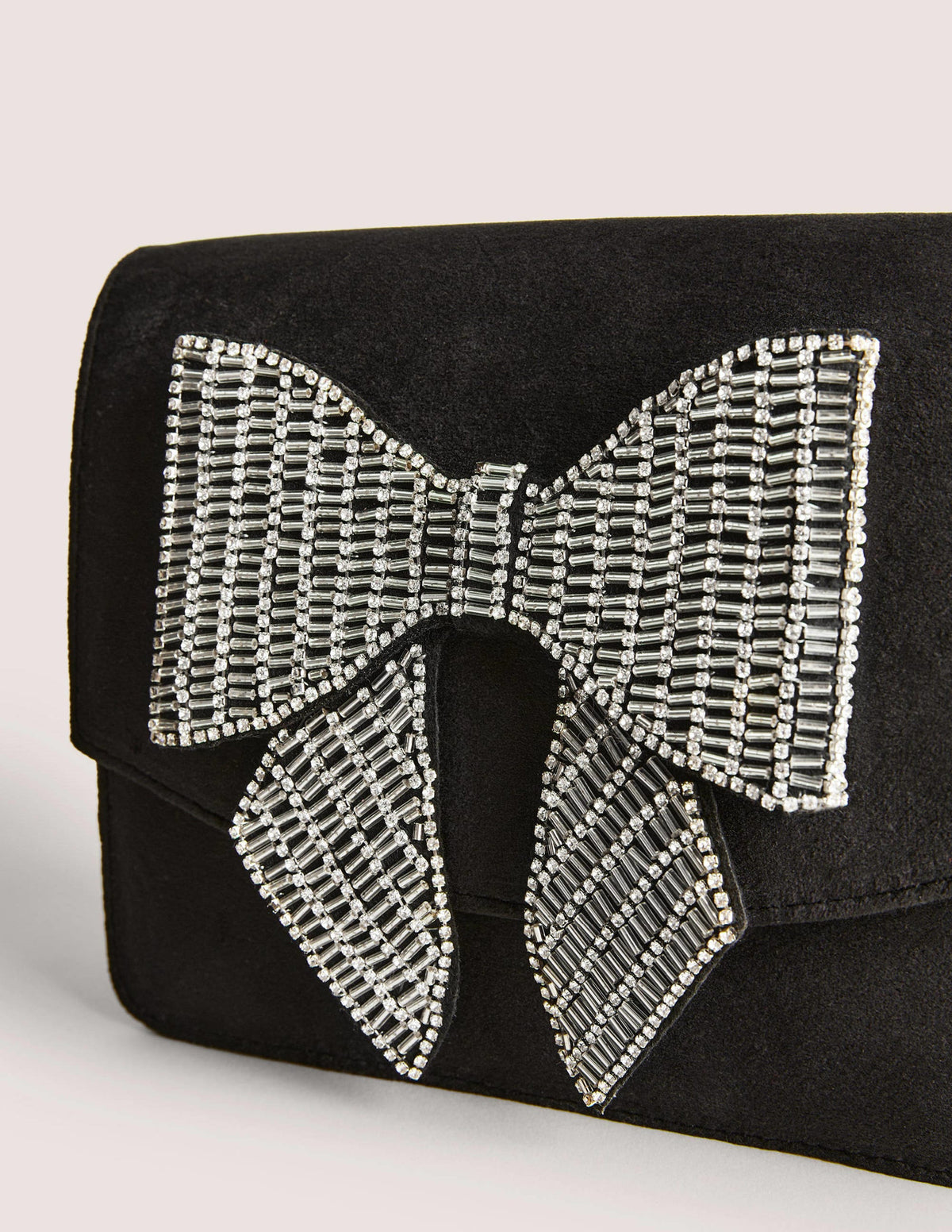 Embellished Velvet Bag-Black Bow-4
