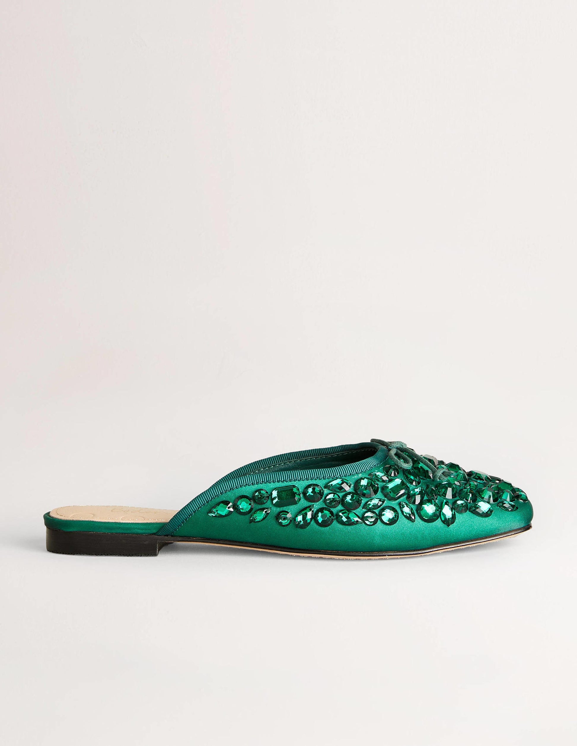 Jewelled Flat Mules-Hunter Green-1