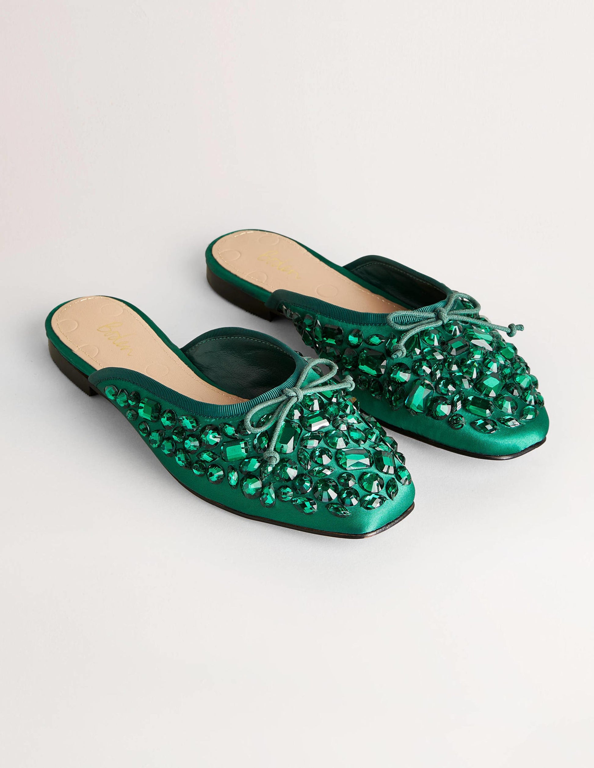 Jewelled Flat Mules-Hunter Green-2