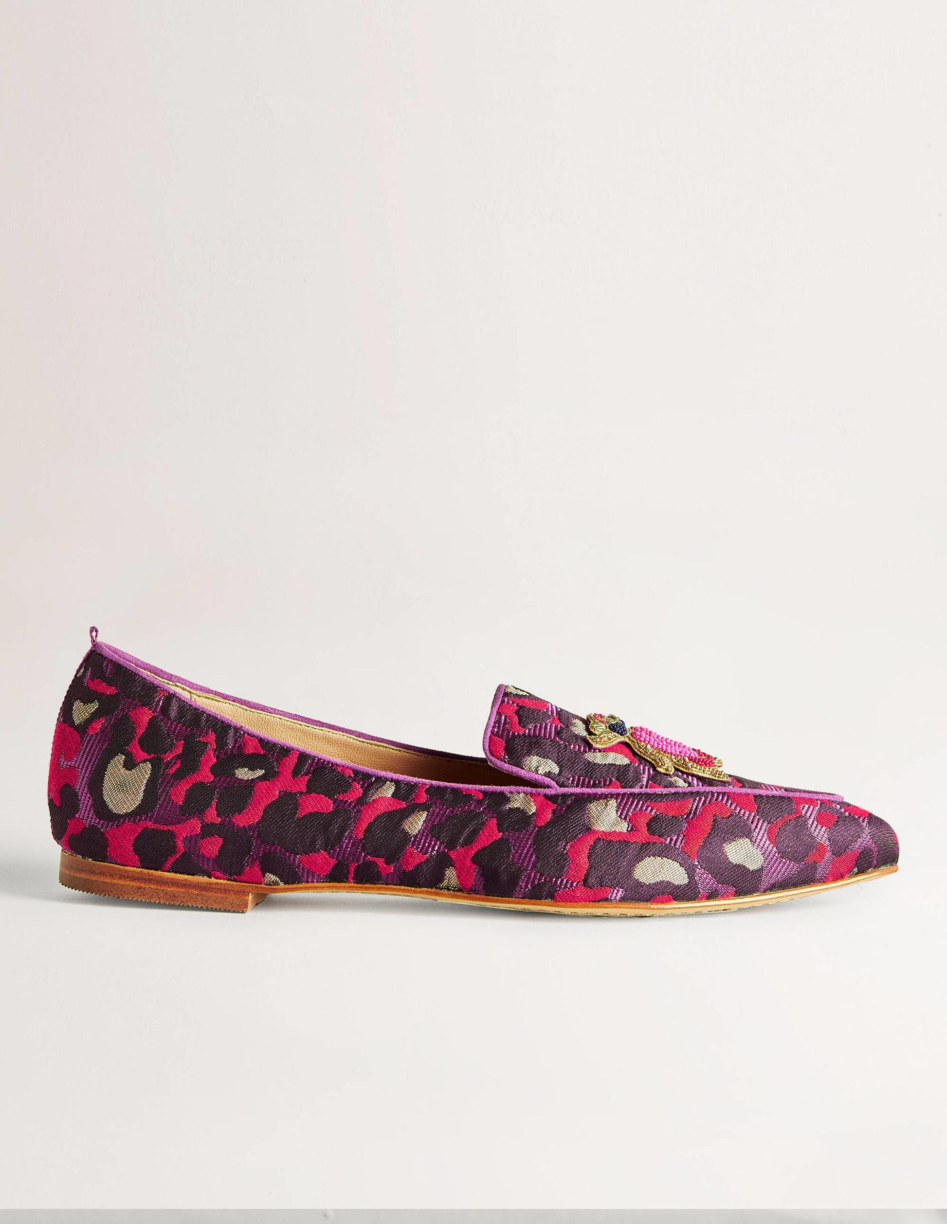 Embellished Jacquard Loafers-Cheetah-1