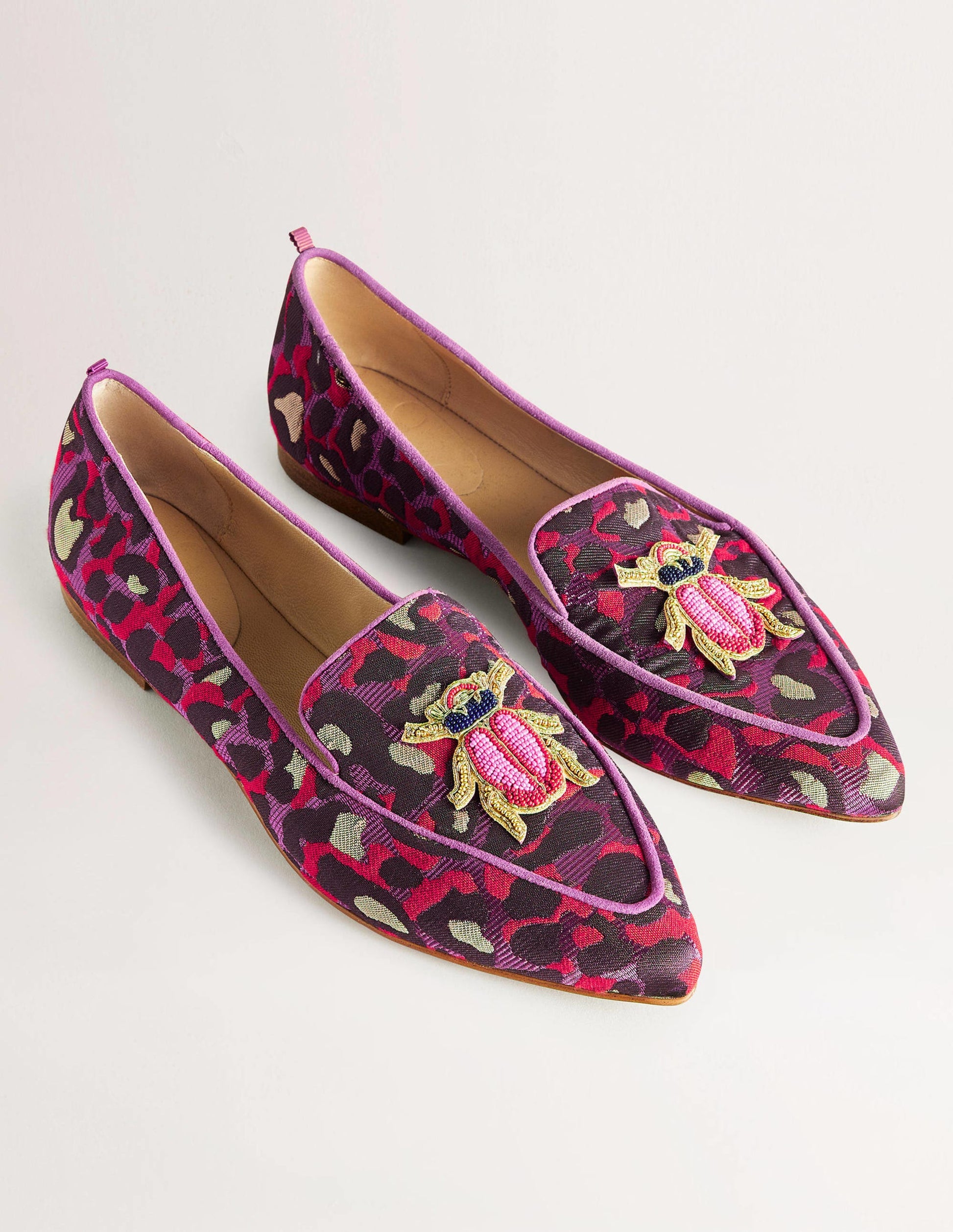 Embellished Jacquard Loafers-Cheetah-2