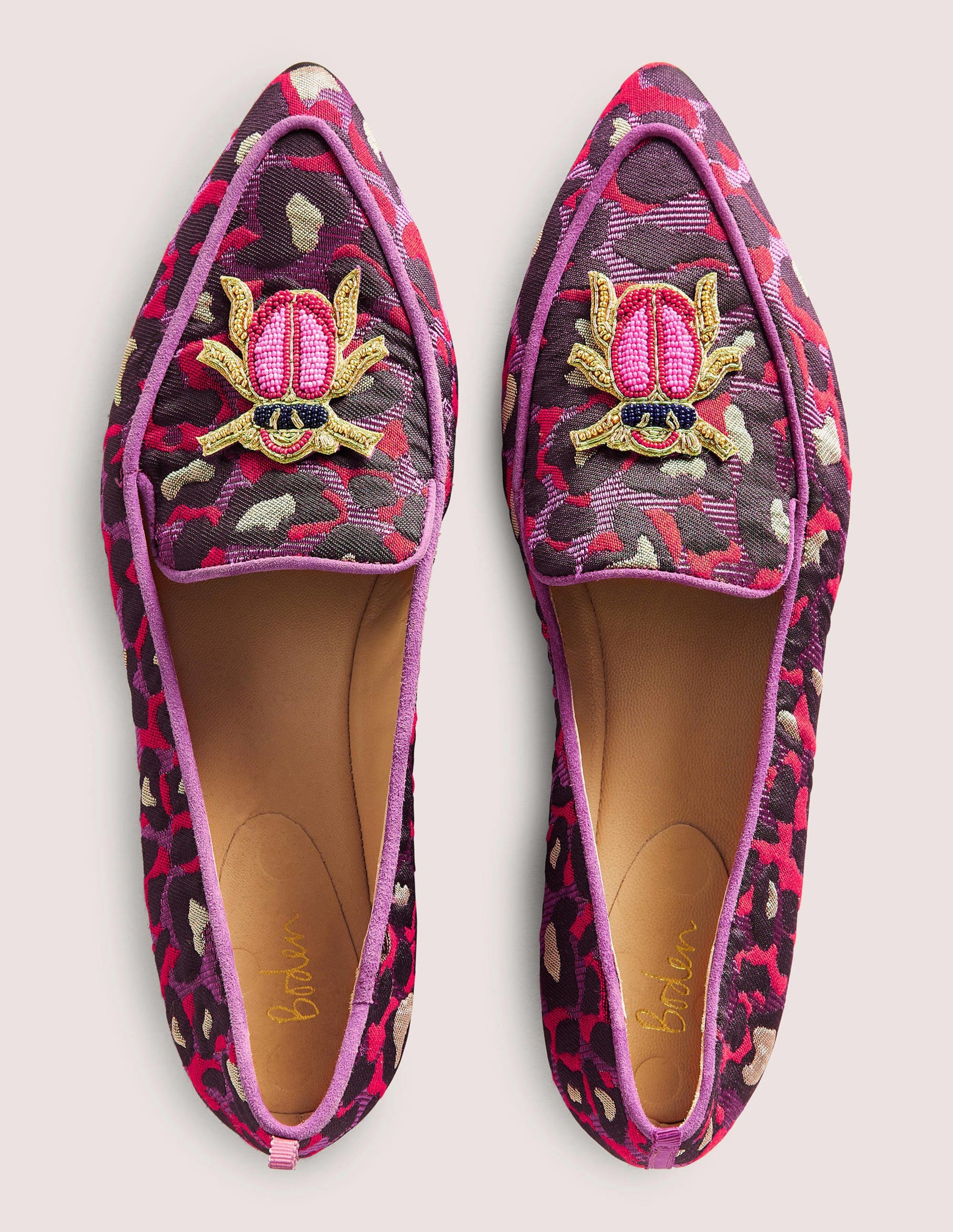 Embellished Jacquard Loafers-Cheetah-4