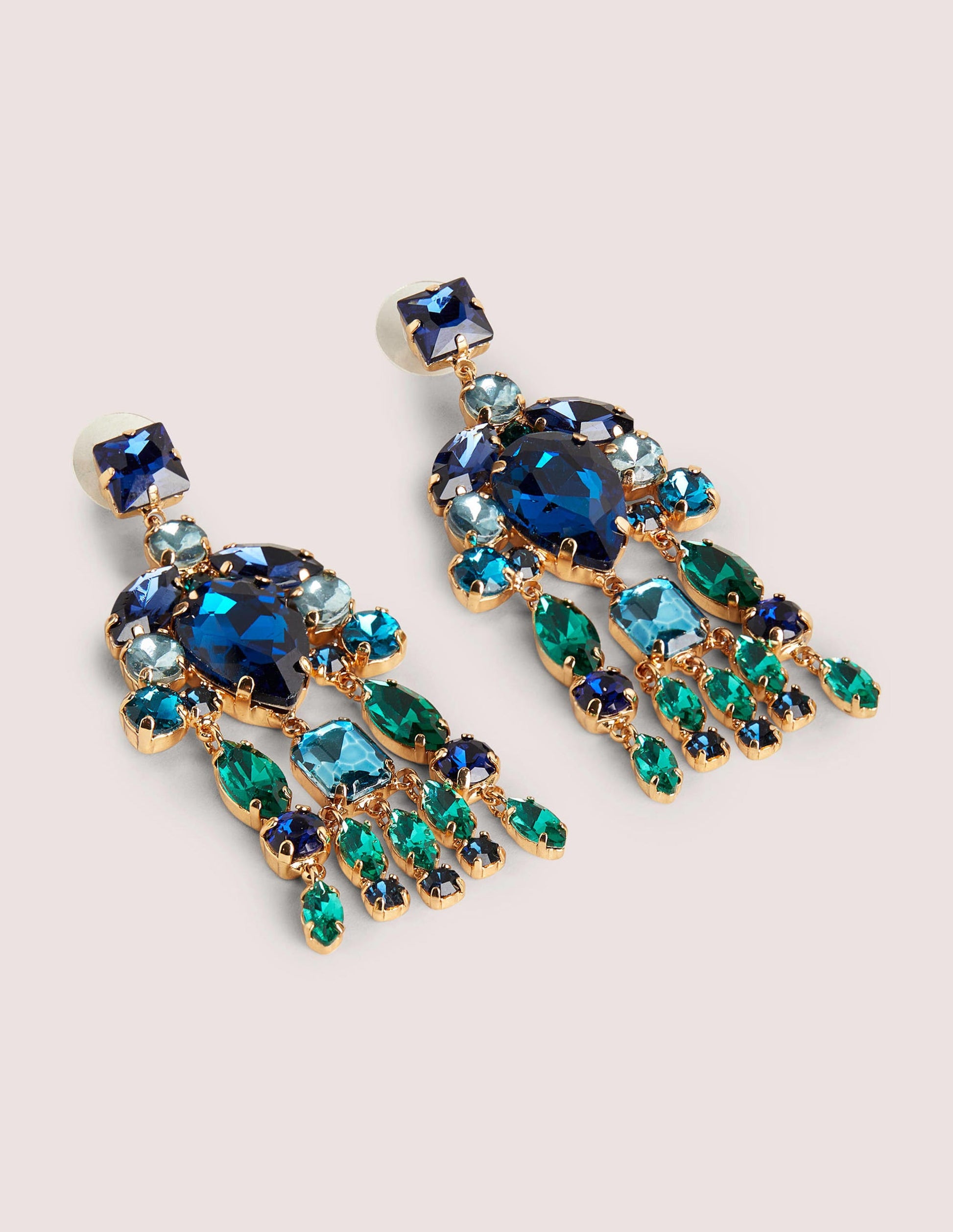 Jewel Chandelier Earrings-Blue/ Green-2
