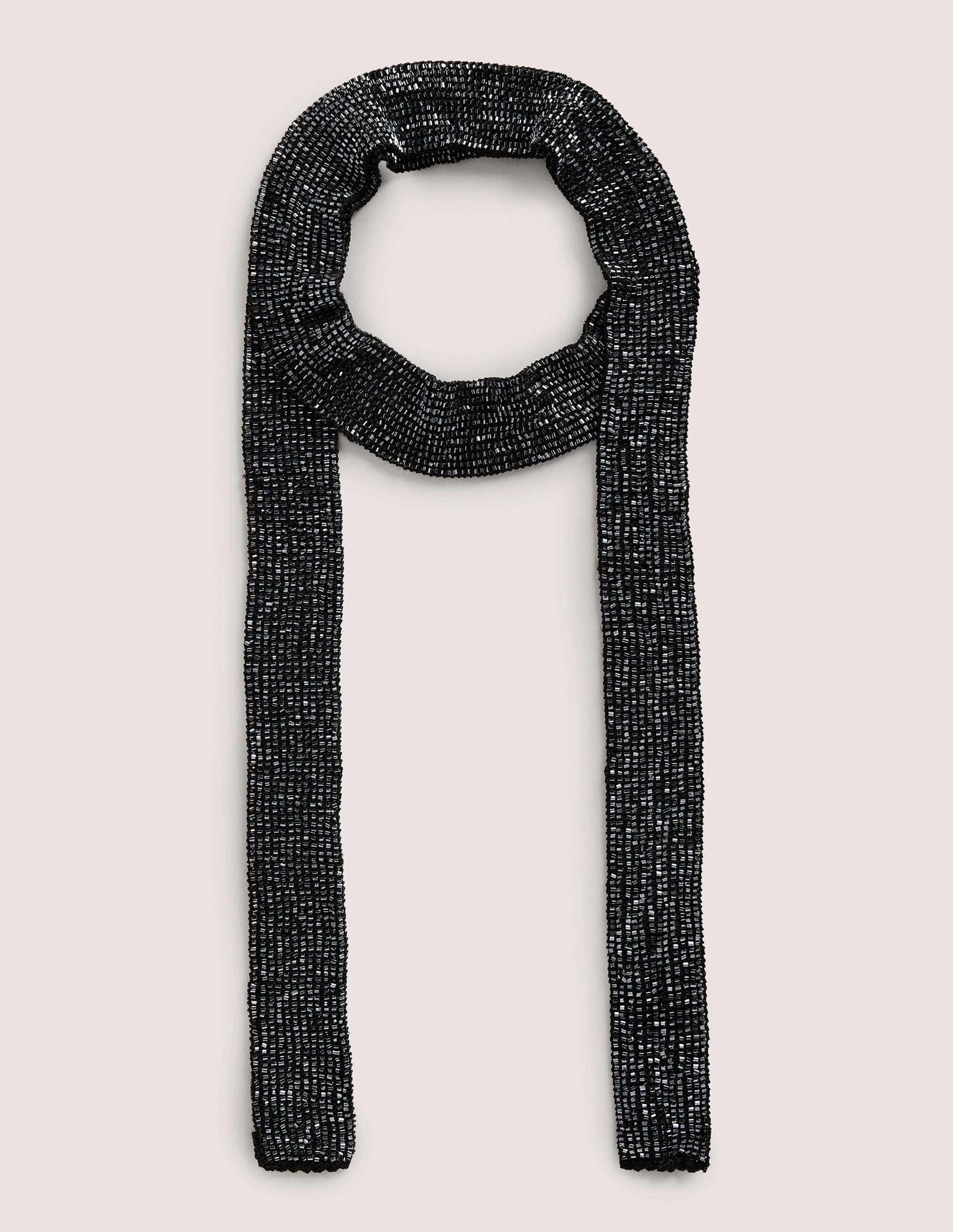 Beaded Neck Tie-Black - Image 1