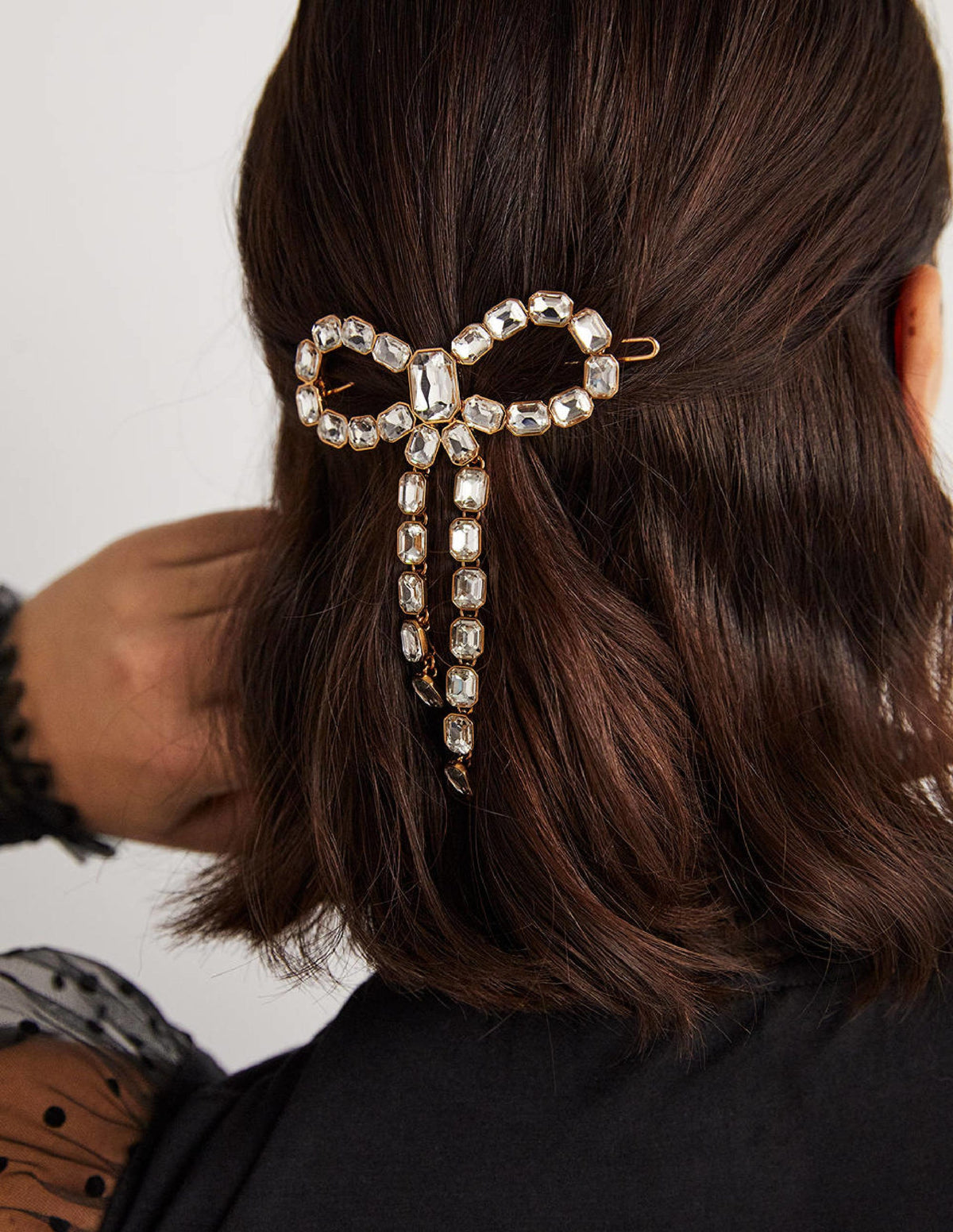 Bow Embellished Hair Slide-Clear - Image 1