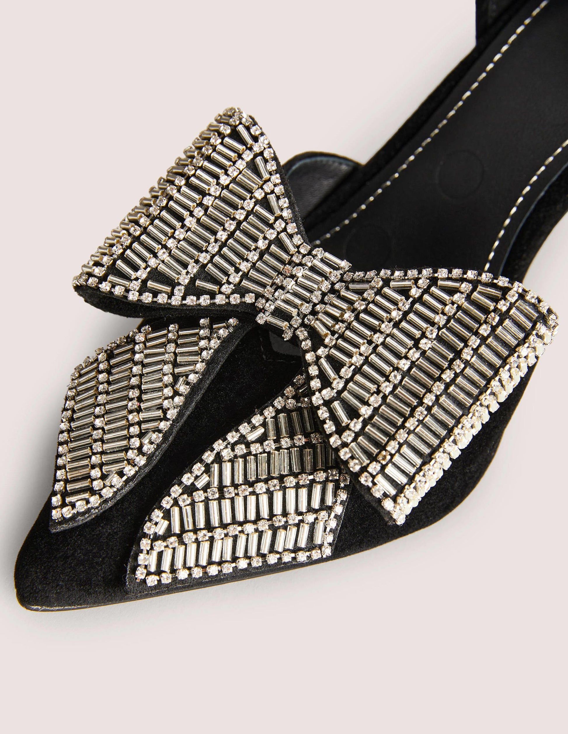 Bow Embellished Heeled Courts-Black Velvet-7