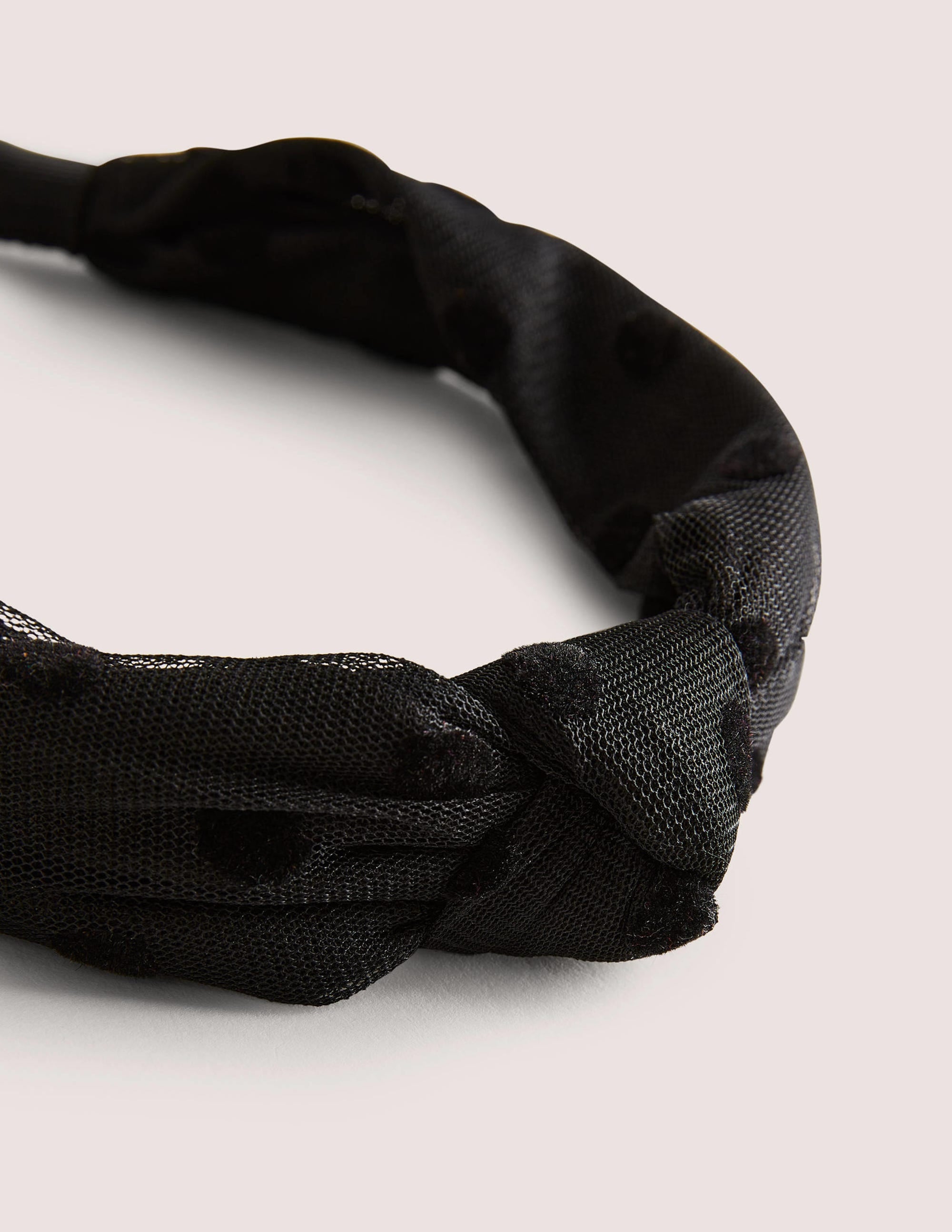 Knotted Tulle Headband-Black Tulle Spot - Image 2