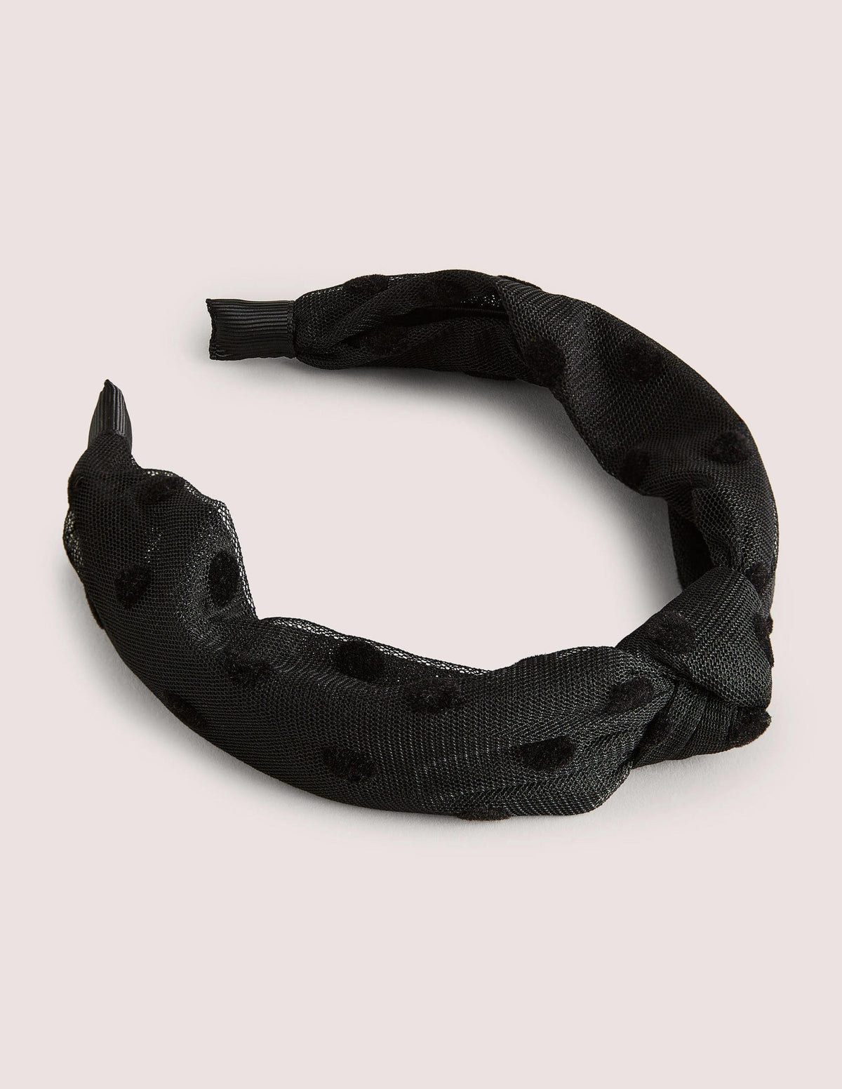Knotted Tulle Headband-Black Tulle Spot - Image 1
