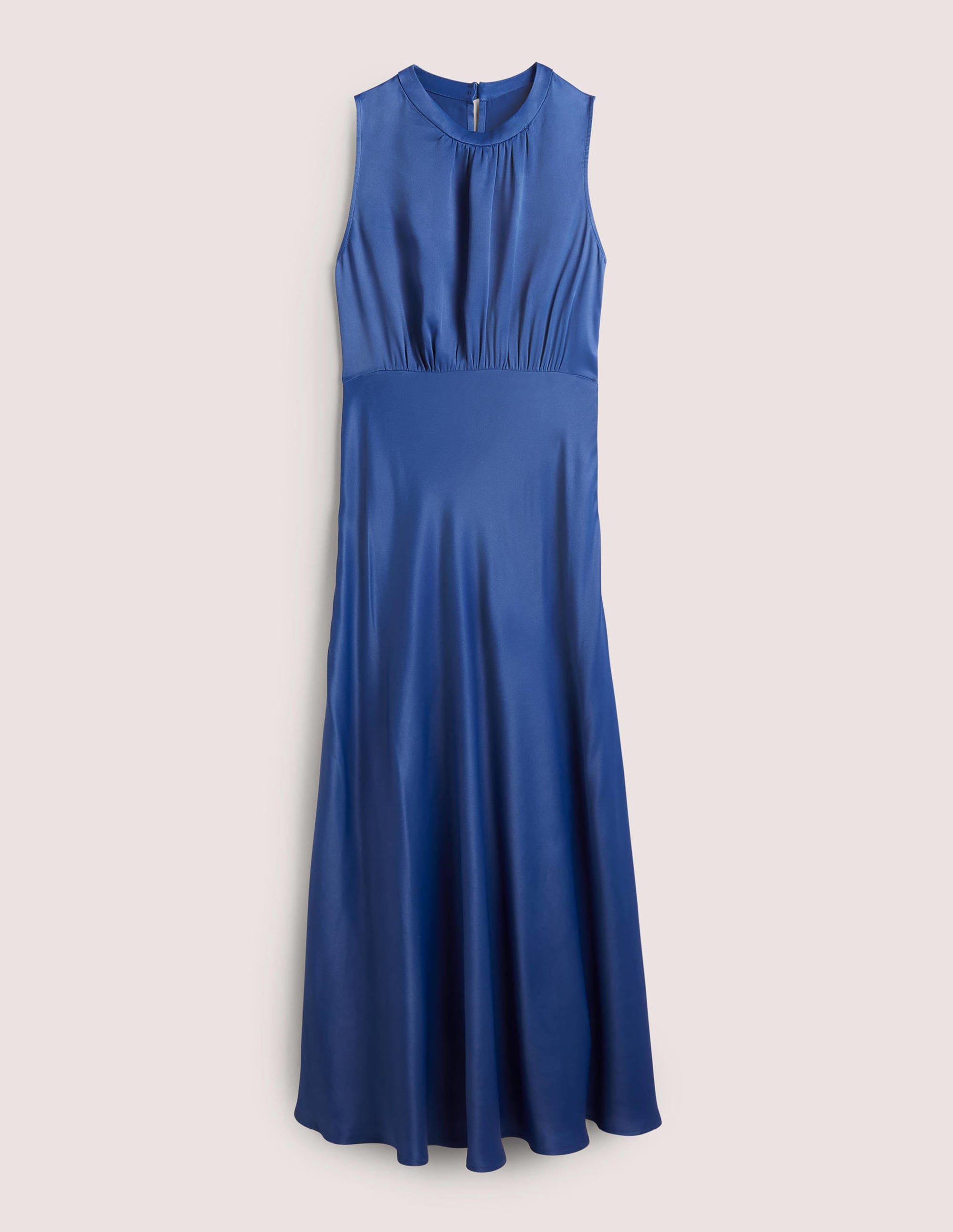 Blue Bias-cut Satin Midi Dress-Sea Blue - Image 6