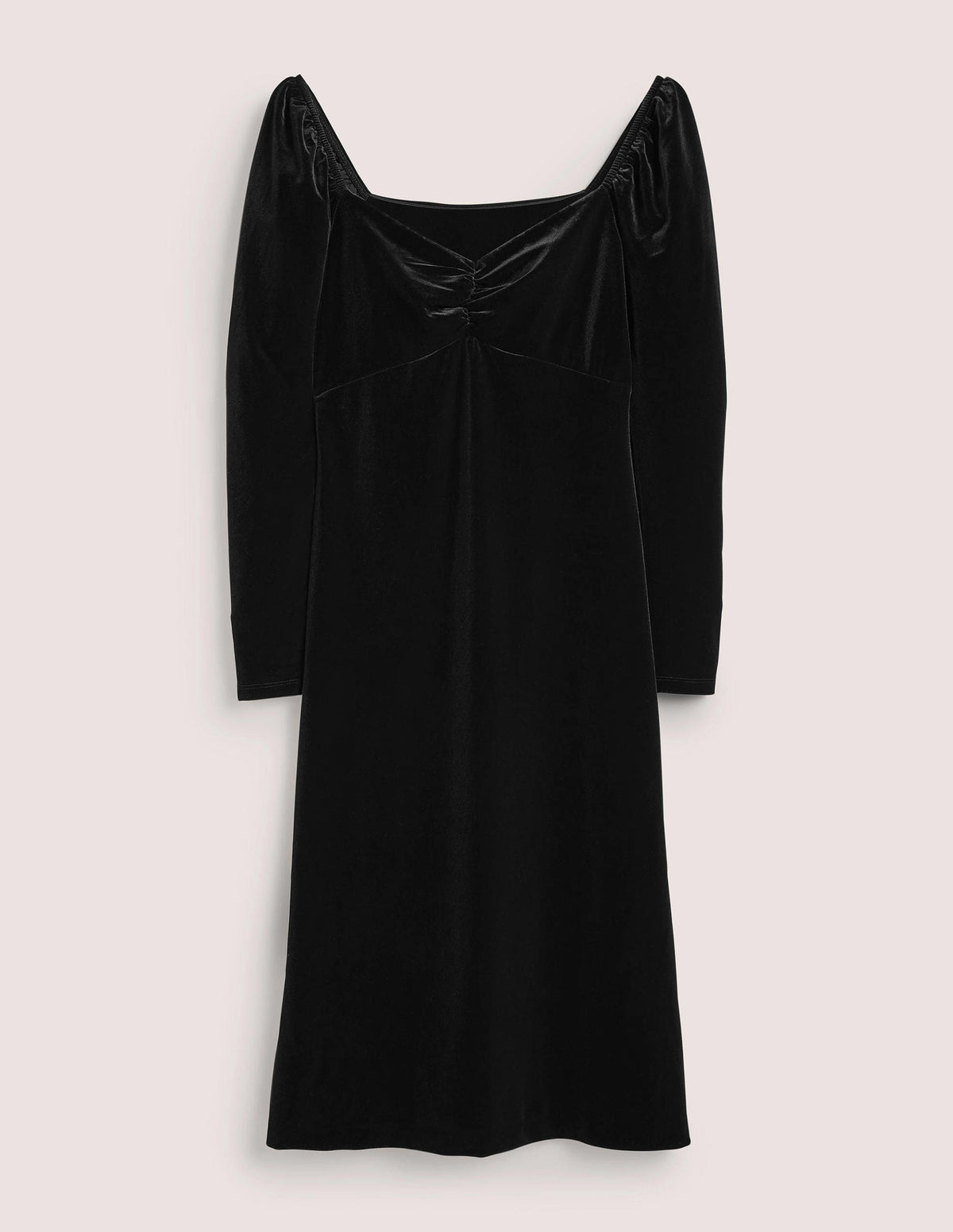 Black Velvet Sweetheart Midi Dress-Black - Image 5