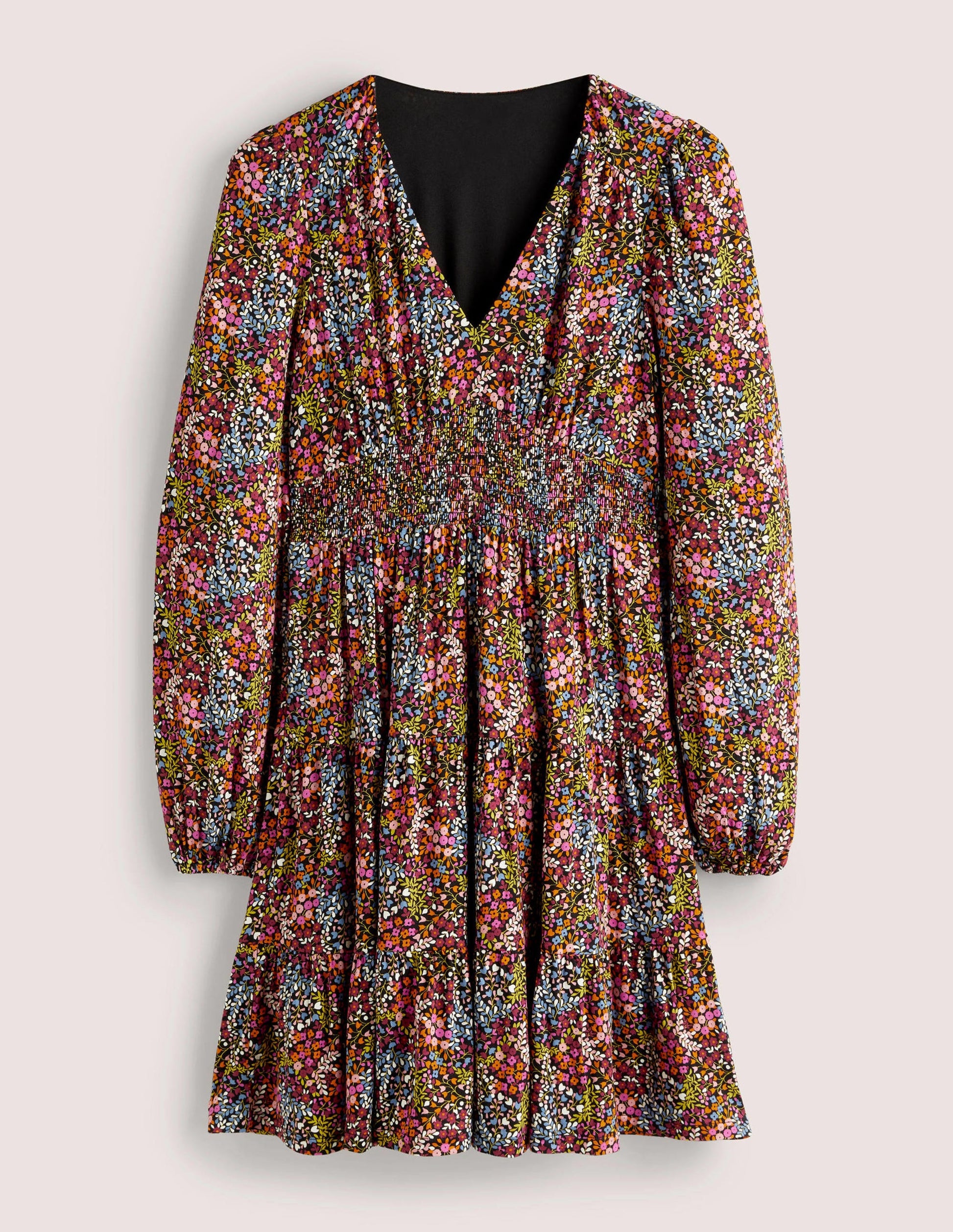 Tiered Jersey Mini Dress-Multi, Ditsy Garden-6