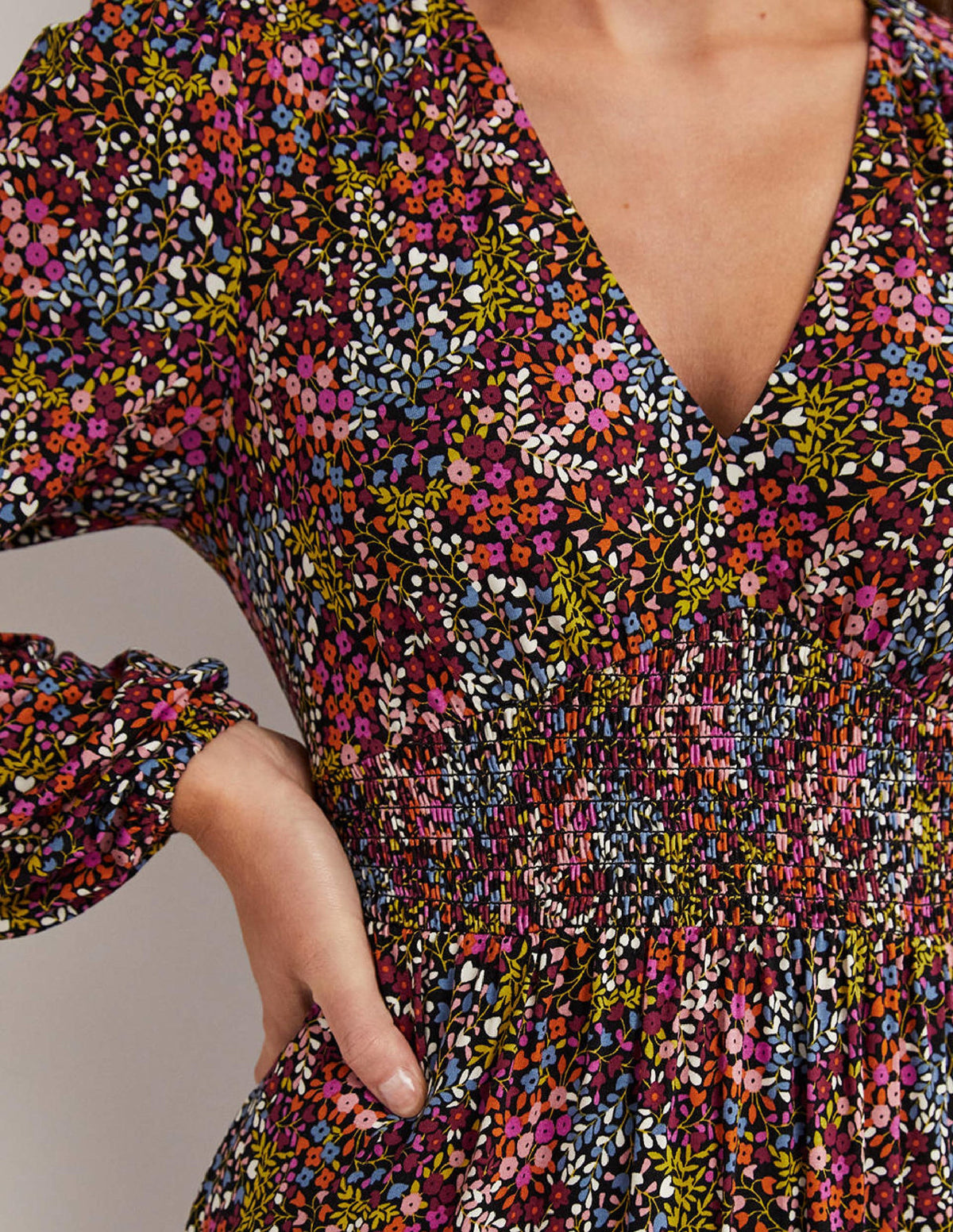 Tiered Jersey Mini Dress-Multi, Ditsy Garden - Image 2