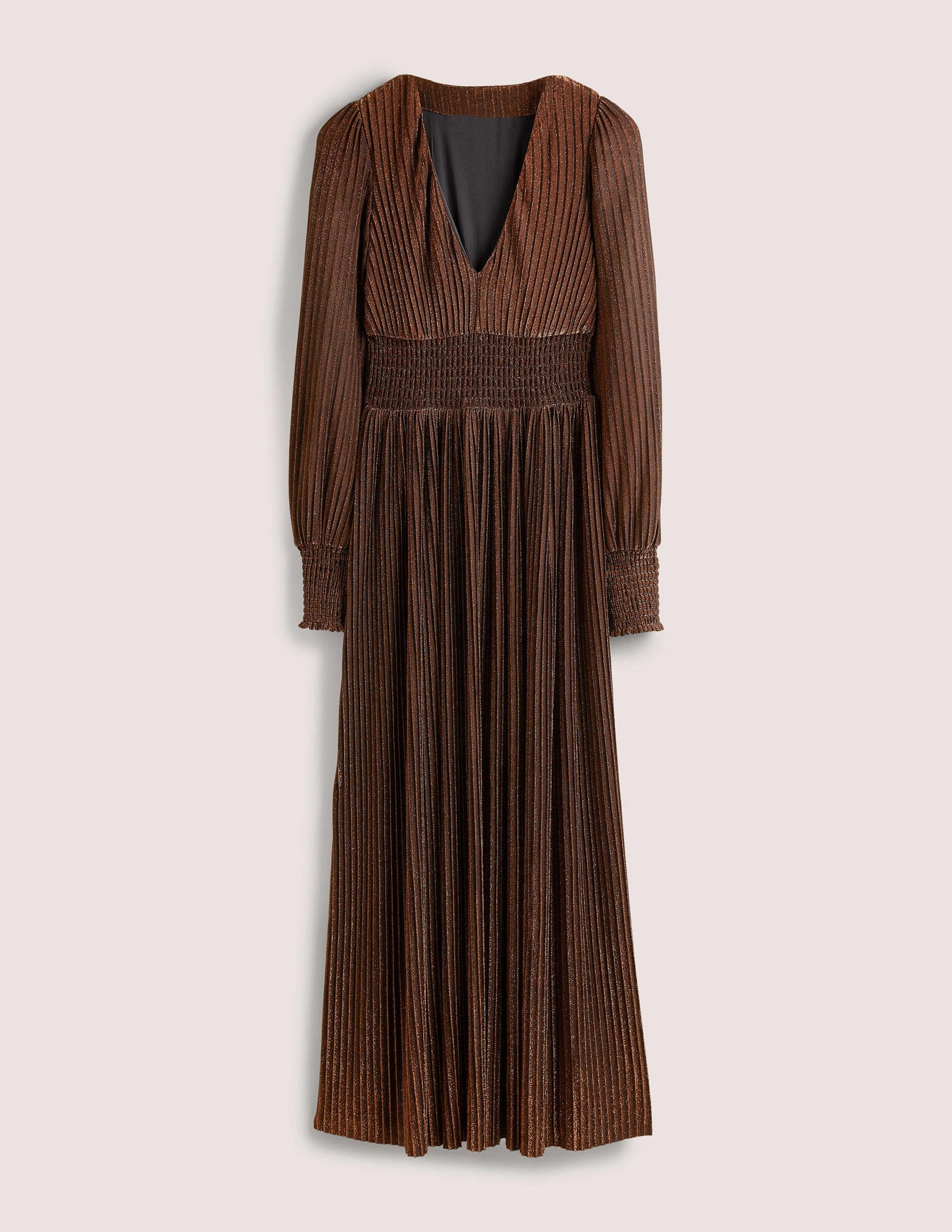 Metallic Brown Jersey Maxi Dress-Copper Metallic-6