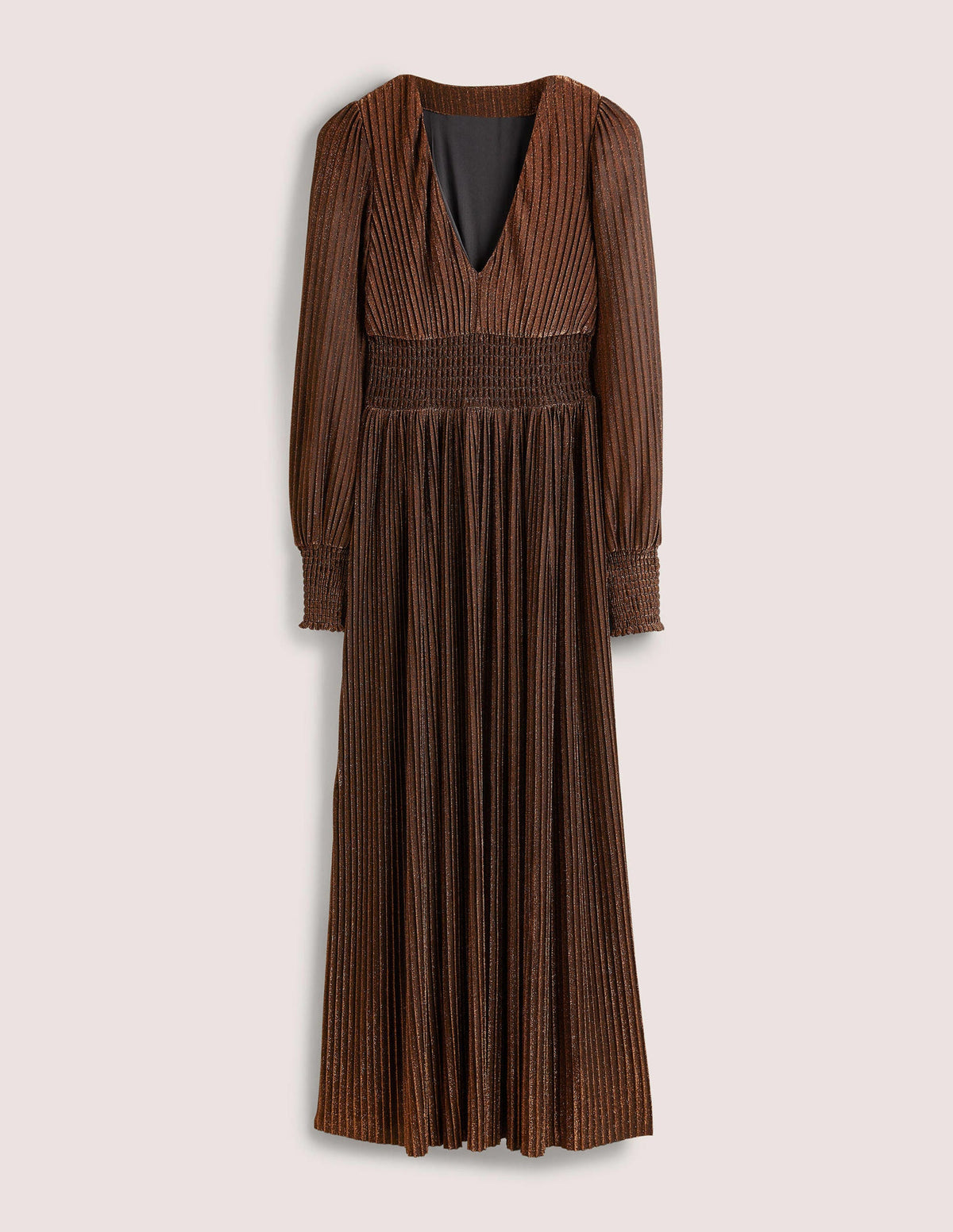 Metallic Brown Jersey Maxi Dress-Copper Metallic - Image 6