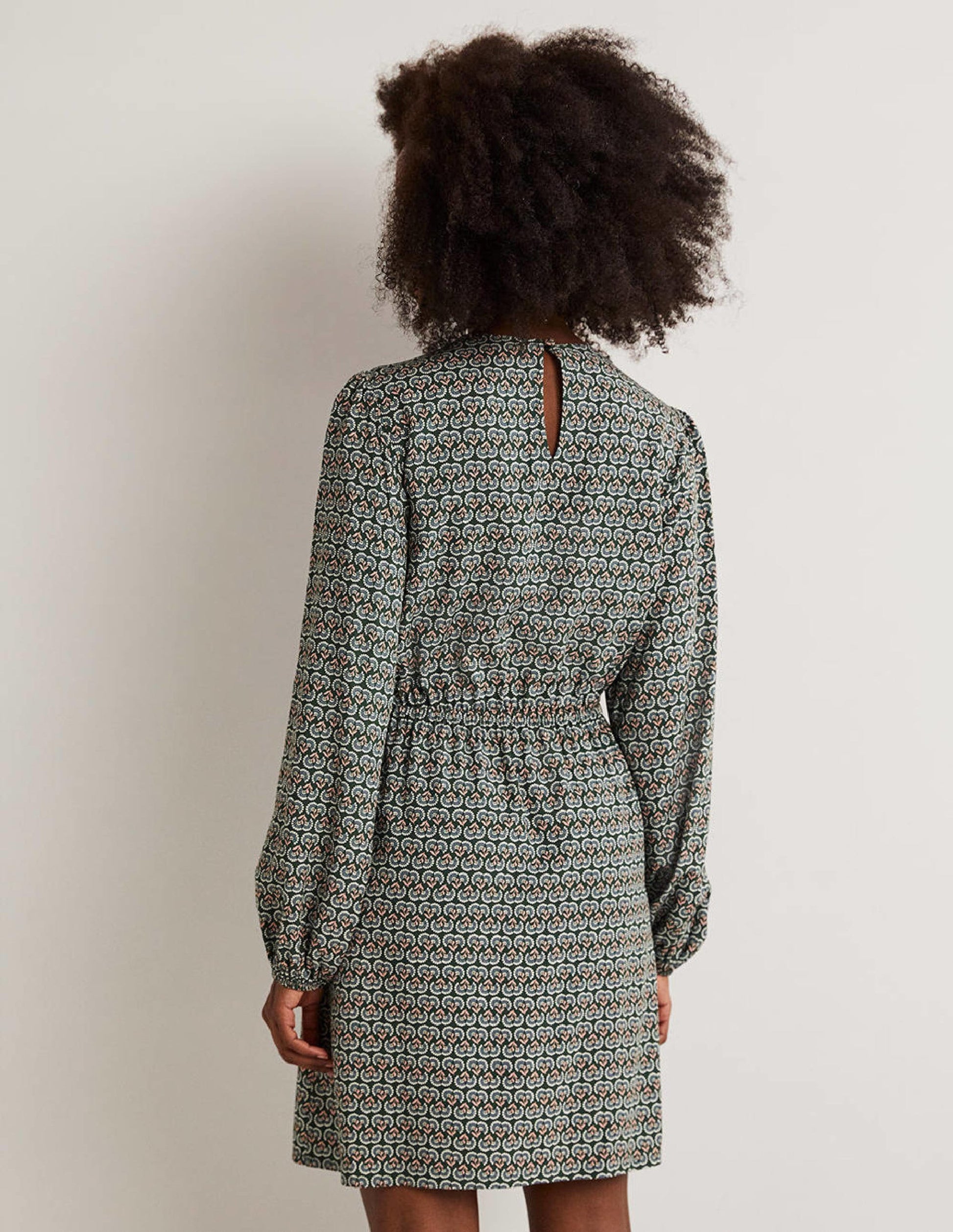 Crew Neck Dress-Hunter Green, Dandelion Pop-3