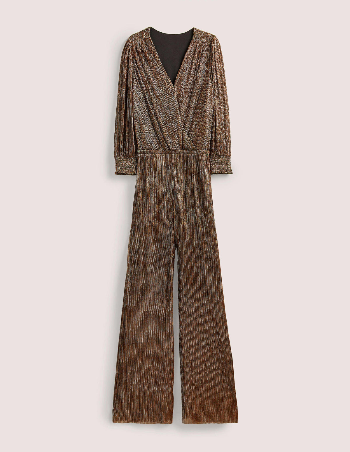Plisse Palazzo Jumpsuit-Gold, Black Lurex-8