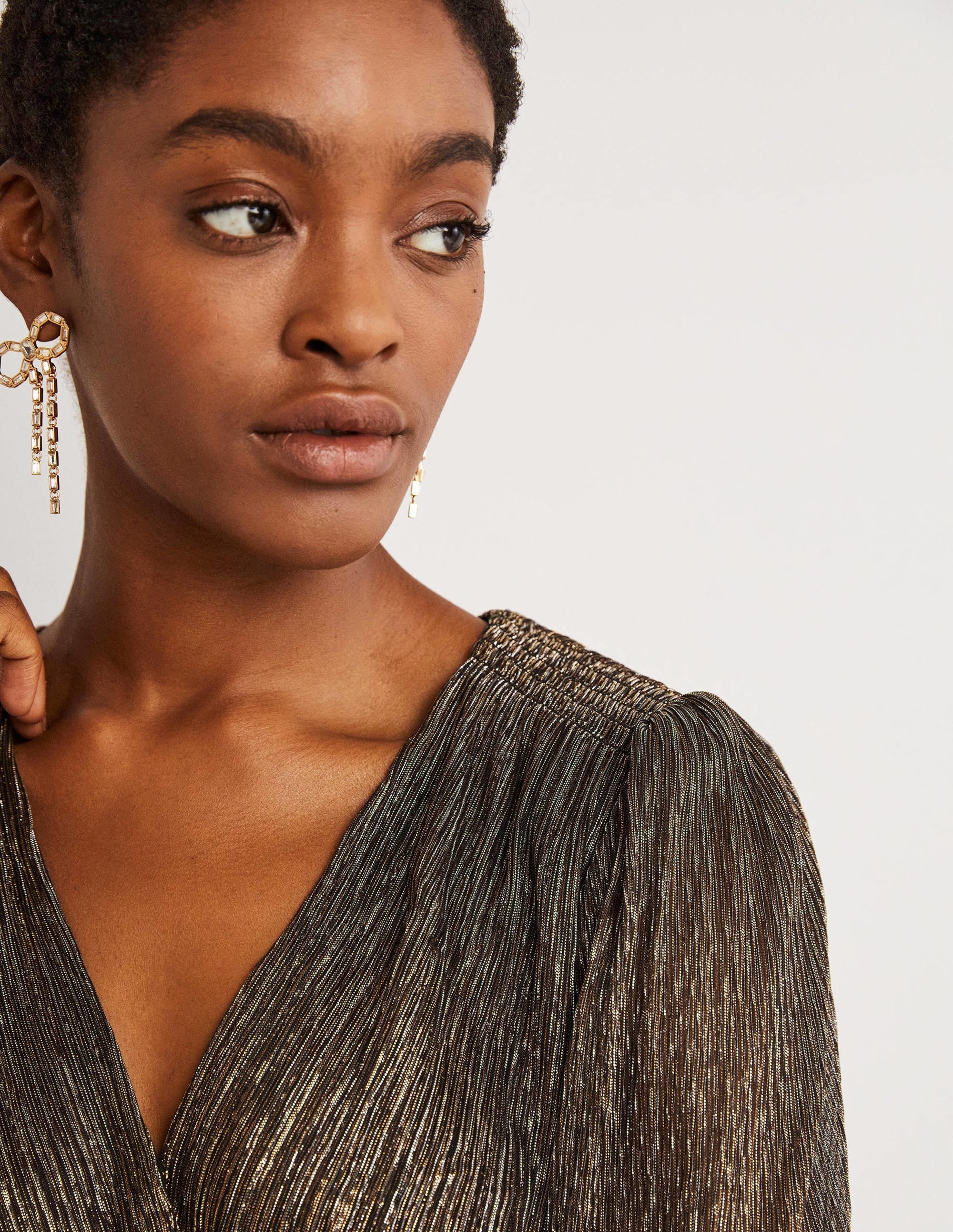 Plisse Palazzo Jumpsuit-Gold, Black Lurex - Image 2