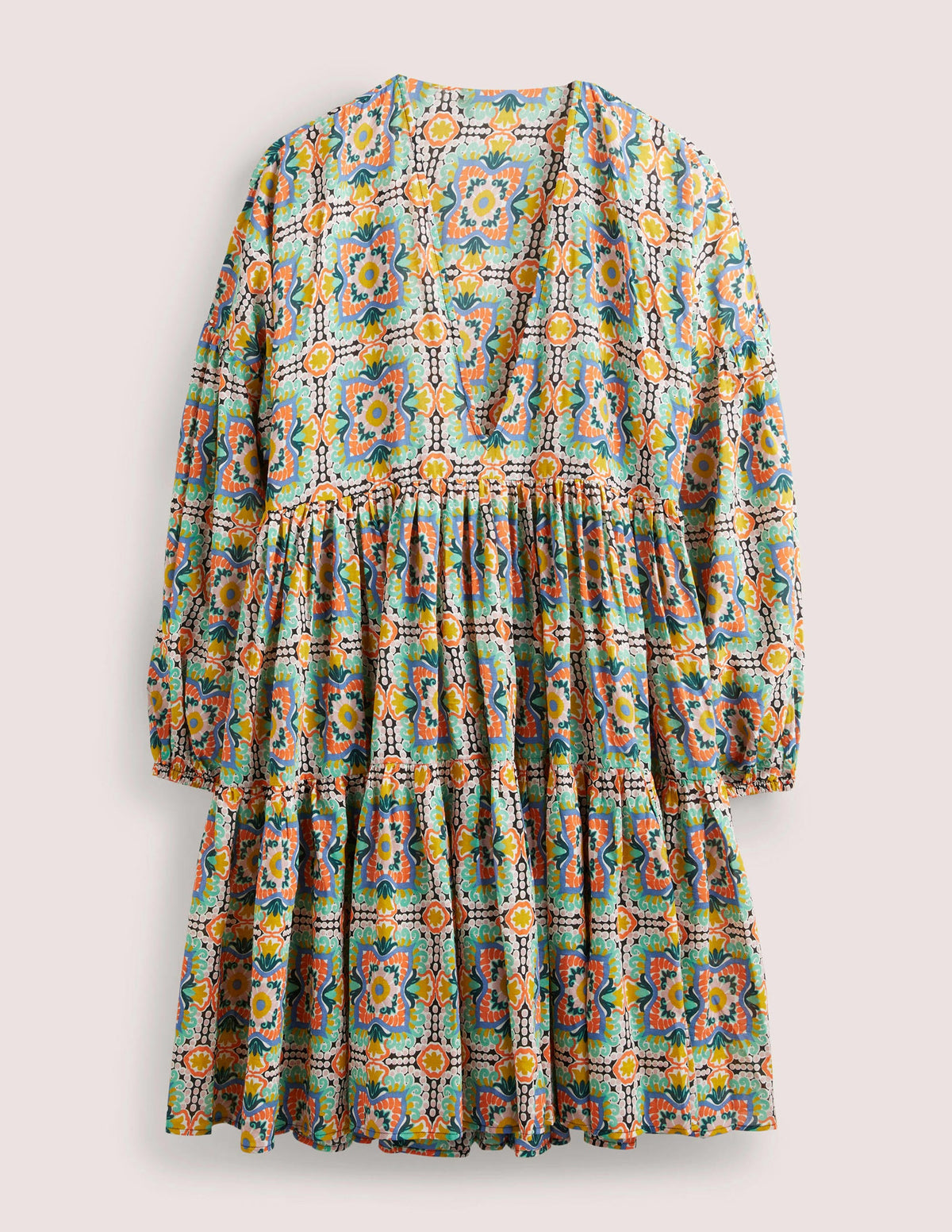 Relaxed Tiered Beach Dress-Multi, Tapestry Tile-5