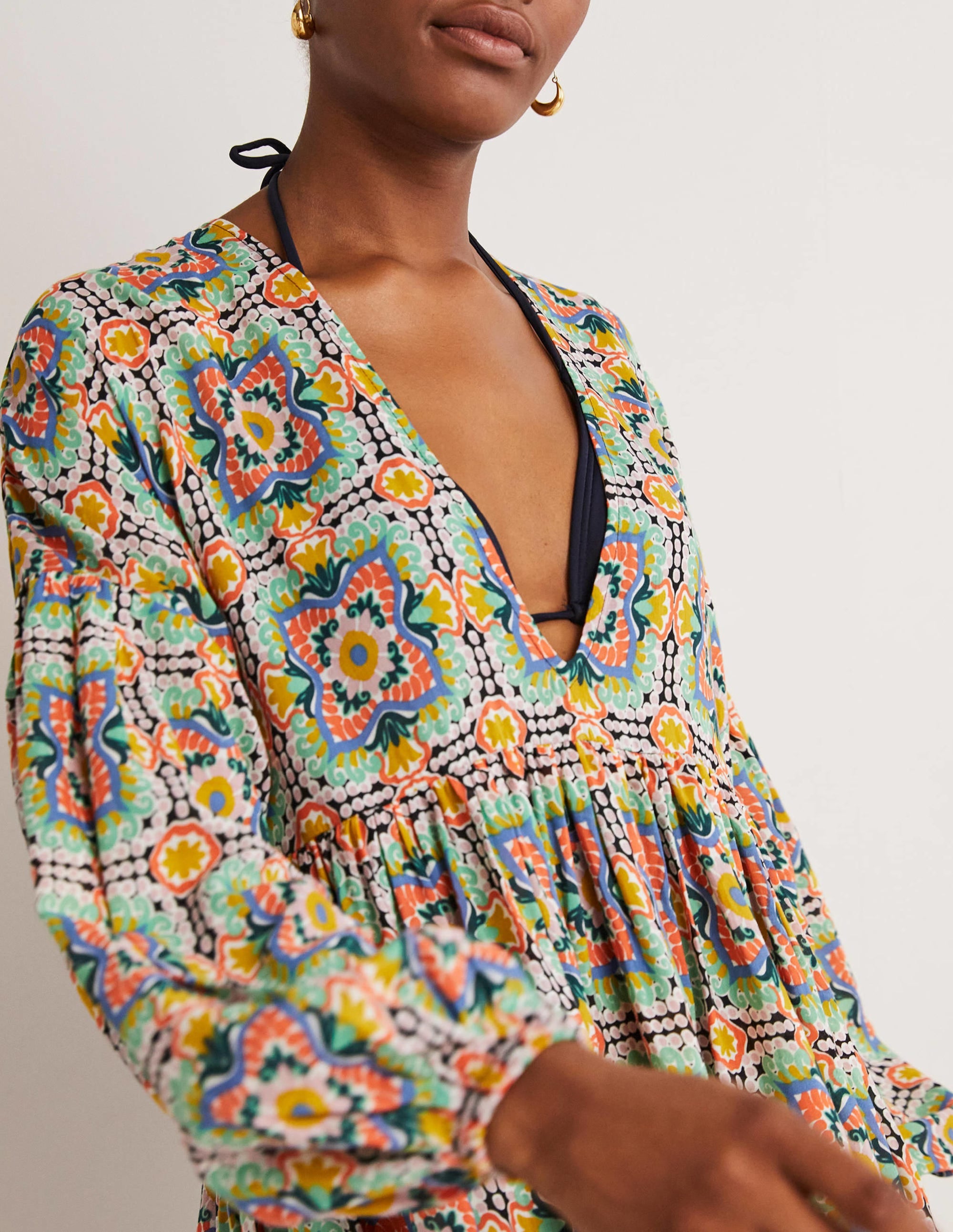 Relaxed Tiered Beach Dress-Multi, Tapestry Tile - Image 2