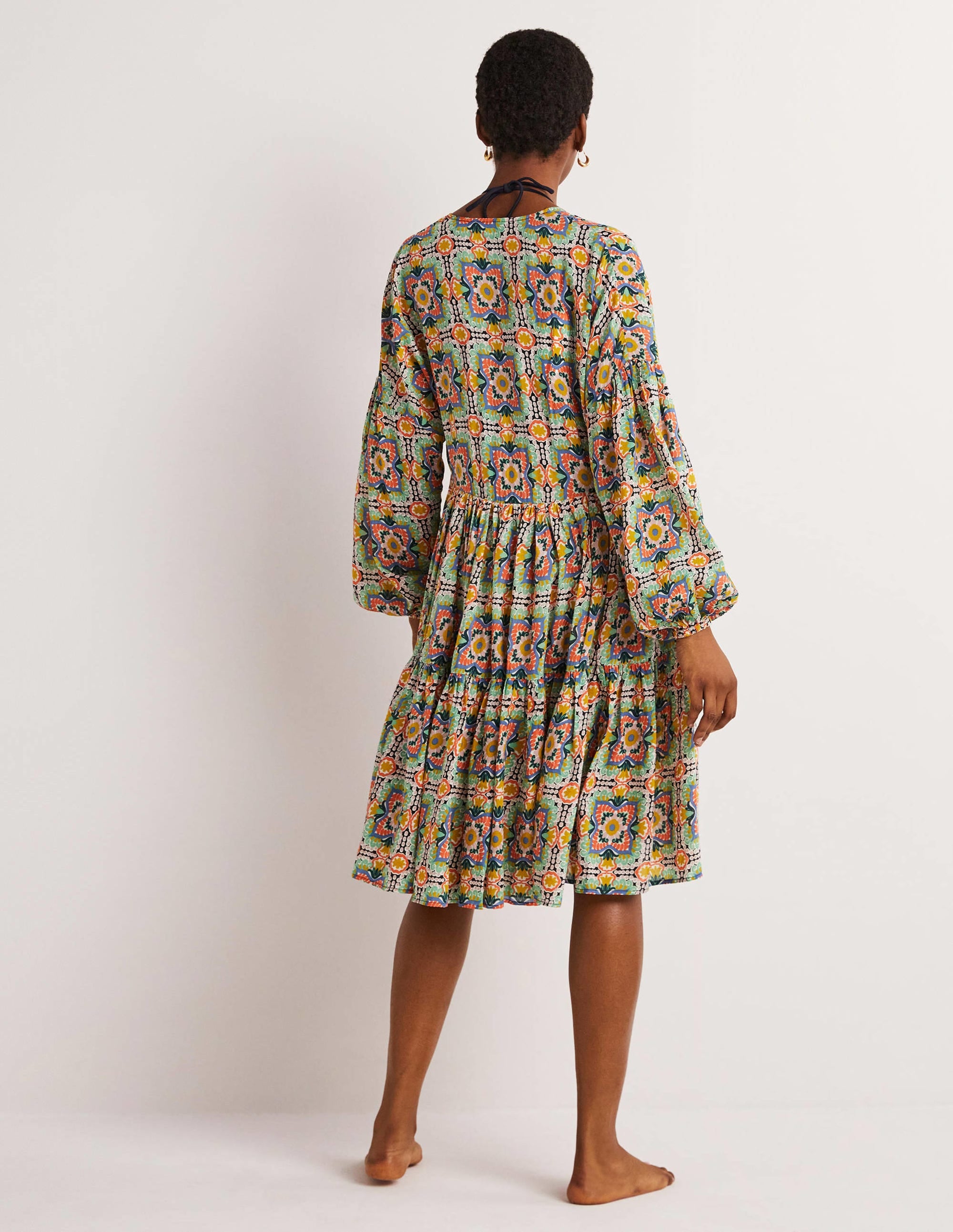 Relaxed Tiered Beach Dress-Multi, Tapestry Tile - Image 3