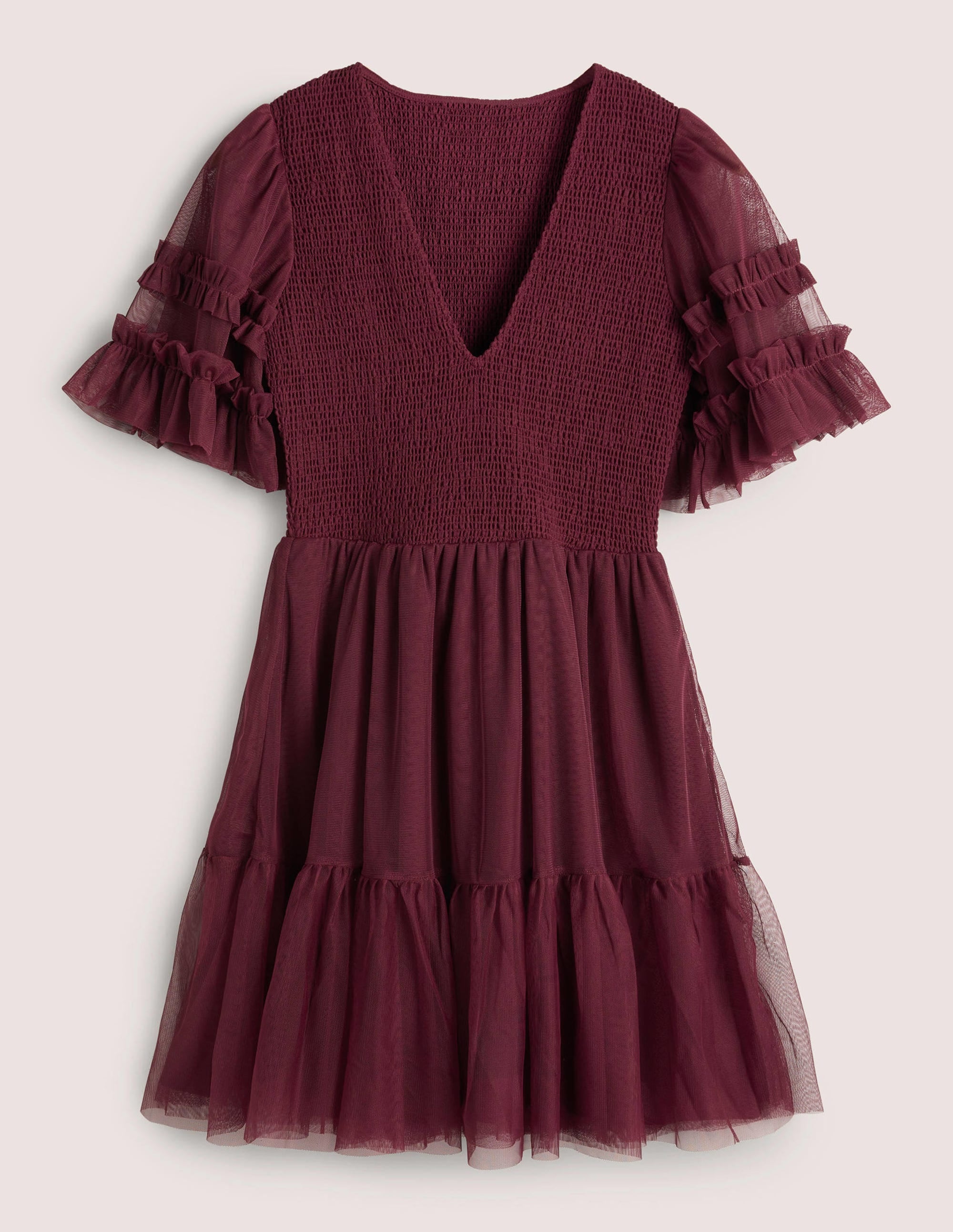 Tulle Smocked Mini Party Dress-Ruby Ring - Image 7