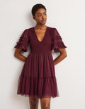 Tulle Smocked Mini Party Dress-Ruby Ring